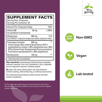 Terry Naturally Clinical OPC Heart - Heart Health Supplement with Magnesium, Vitamin B6, Grape Seed Extract - Dietary Supplement for Artery Health & Circulation - 60 Capsules Terry NaturallyBuy Supplements Australia