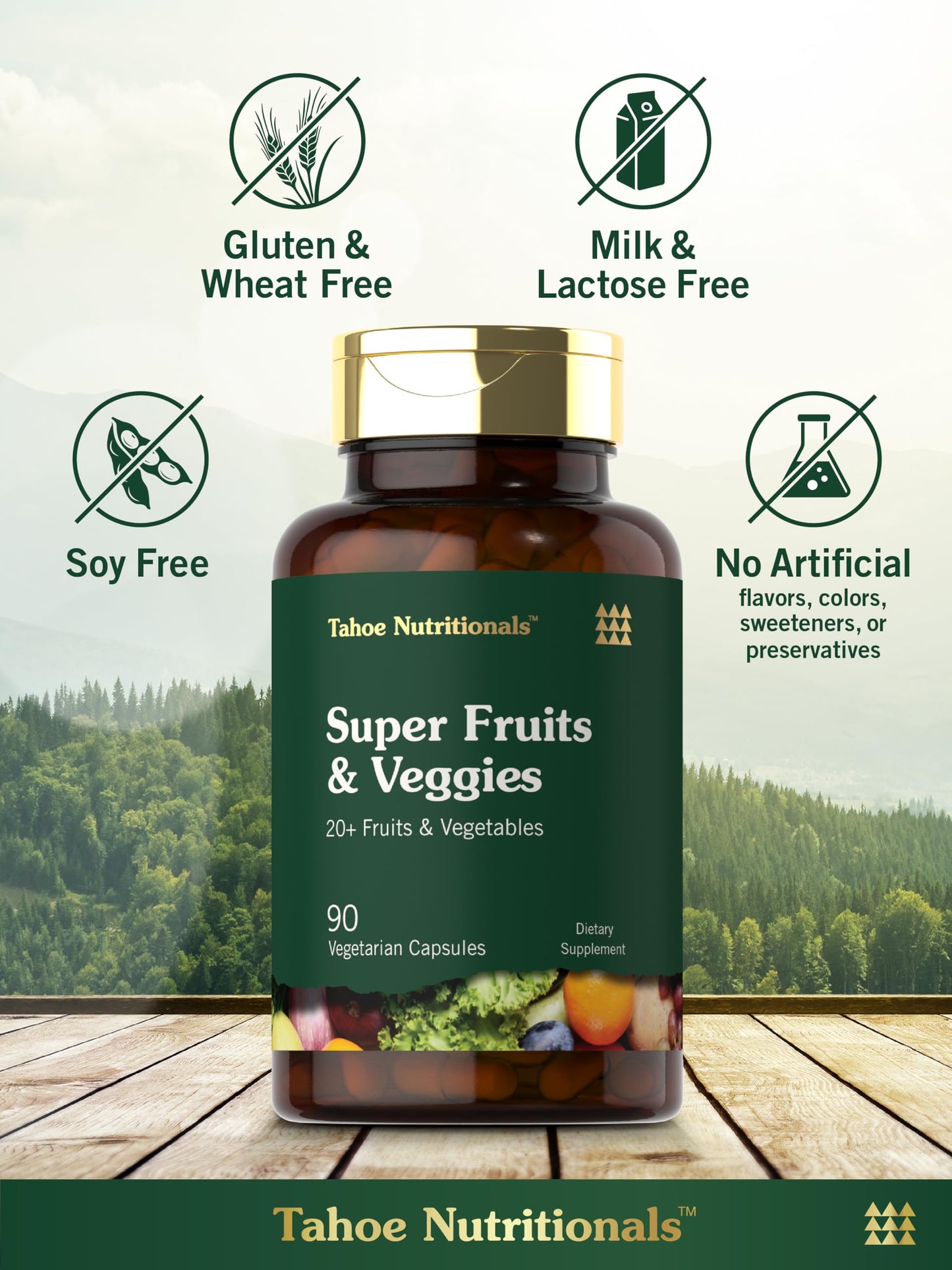 Tahoe Nutritionals Super Fruits and Veggies Capsules | 90 Count | Vegetarian, Non-GMO and Gluten Free Supplement Tahoe NutritionalsBuy Supplements Australia