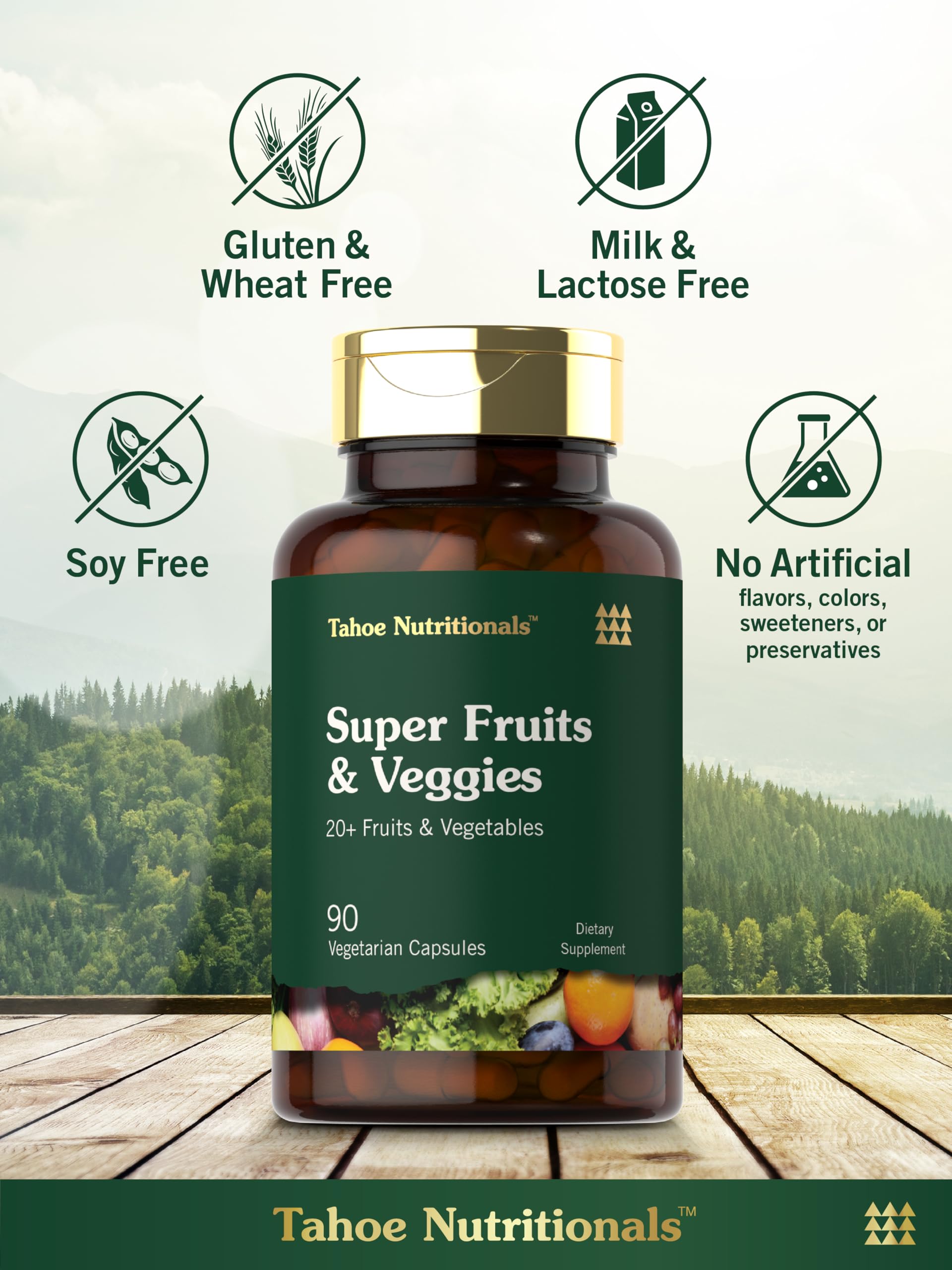 Tahoe Nutritionals Super Fruits and Veggies Capsules | 90 Count | Vegetarian, Non-GMO and Gluten Free Supplement Tahoe NutritionalsBuy Supplements Australia