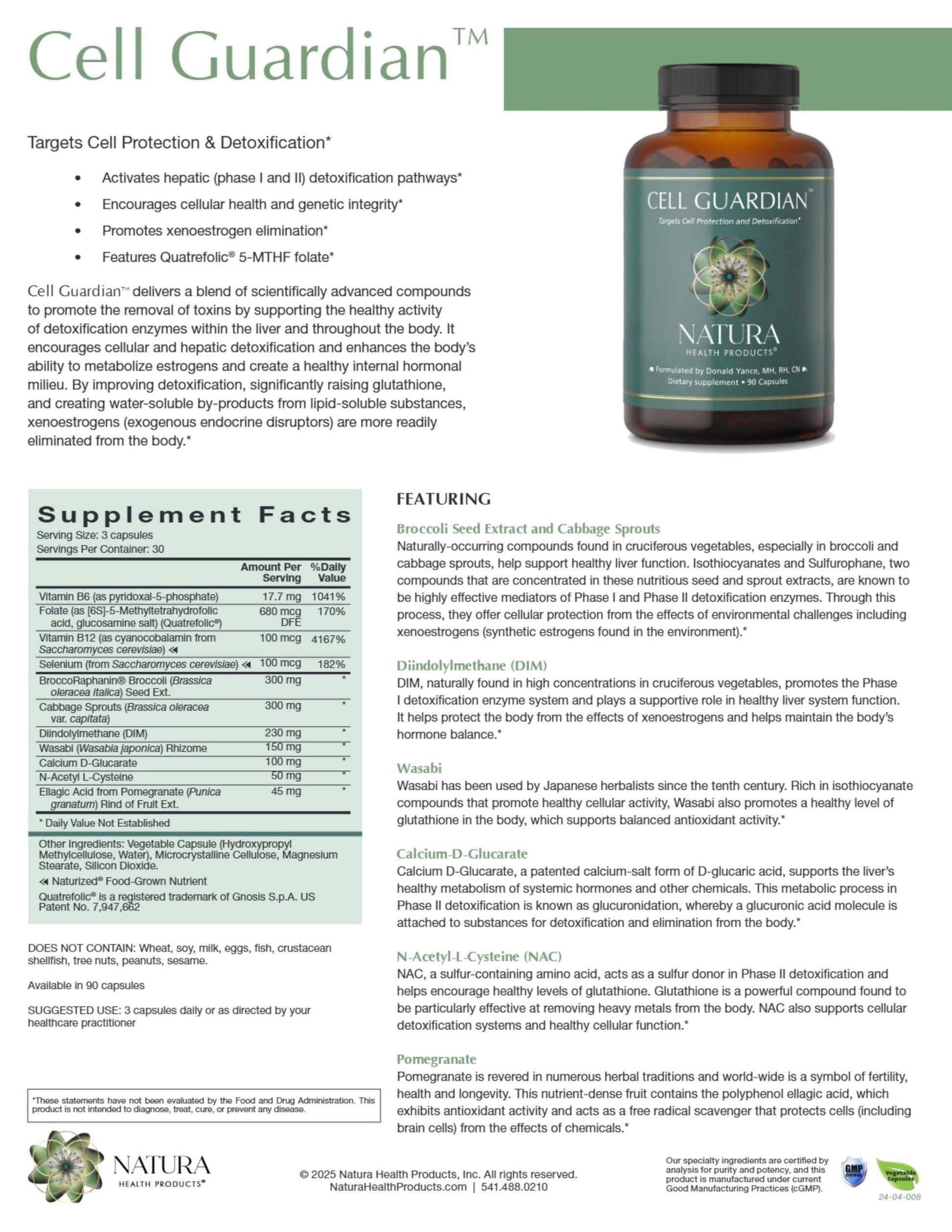 Natura Health Products Cell Guardian Supplement - Targets Cell Protection & Detoxification - Featuring Broccoli Seed Extract, Cabbage Sprouts, Diindolylmethane (DIM), & Wasabi (90 Capsules) Natura Health ProductsBuy Supplements Australia