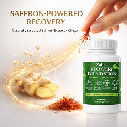 DYDUON Zafira Recovery Foundation Capsules – Mental Clarity, Hair & Mood Support, Natural Herbal Formula with Saffron Extract, Ginger Extract, L-Theanine, Myo-Inositol, Non-GMO, 60 Capsules DYDUONBuy Supplements Australia