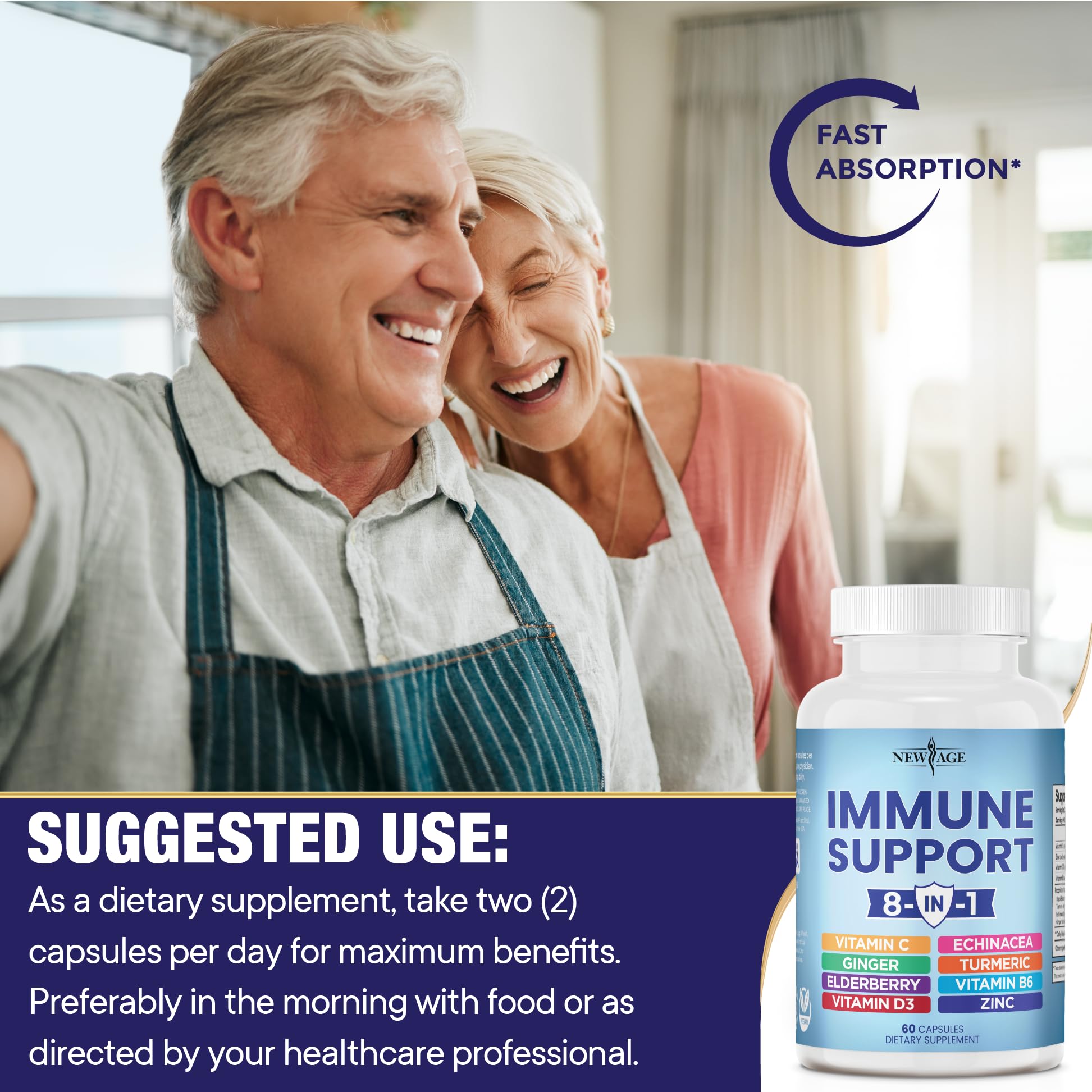NEW AGE 8 in 1 Immune Support Booster Supplement with Echinacea, Vitamin C NEW AGEBuy Supplements Australia