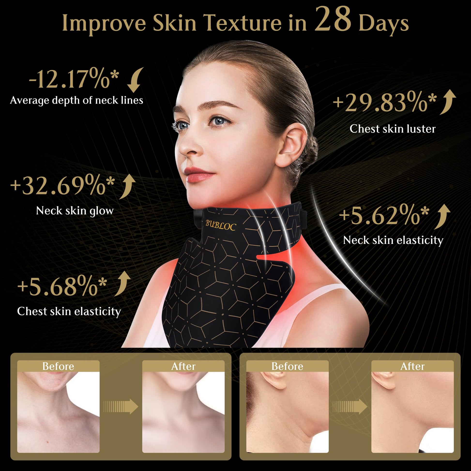 Upgraded Red Light Therapy Mask for Neck & Décolleté, 850 nm Wireless Infrared Light Therapy Suitable BUBLOCBuy Supplements Australia
