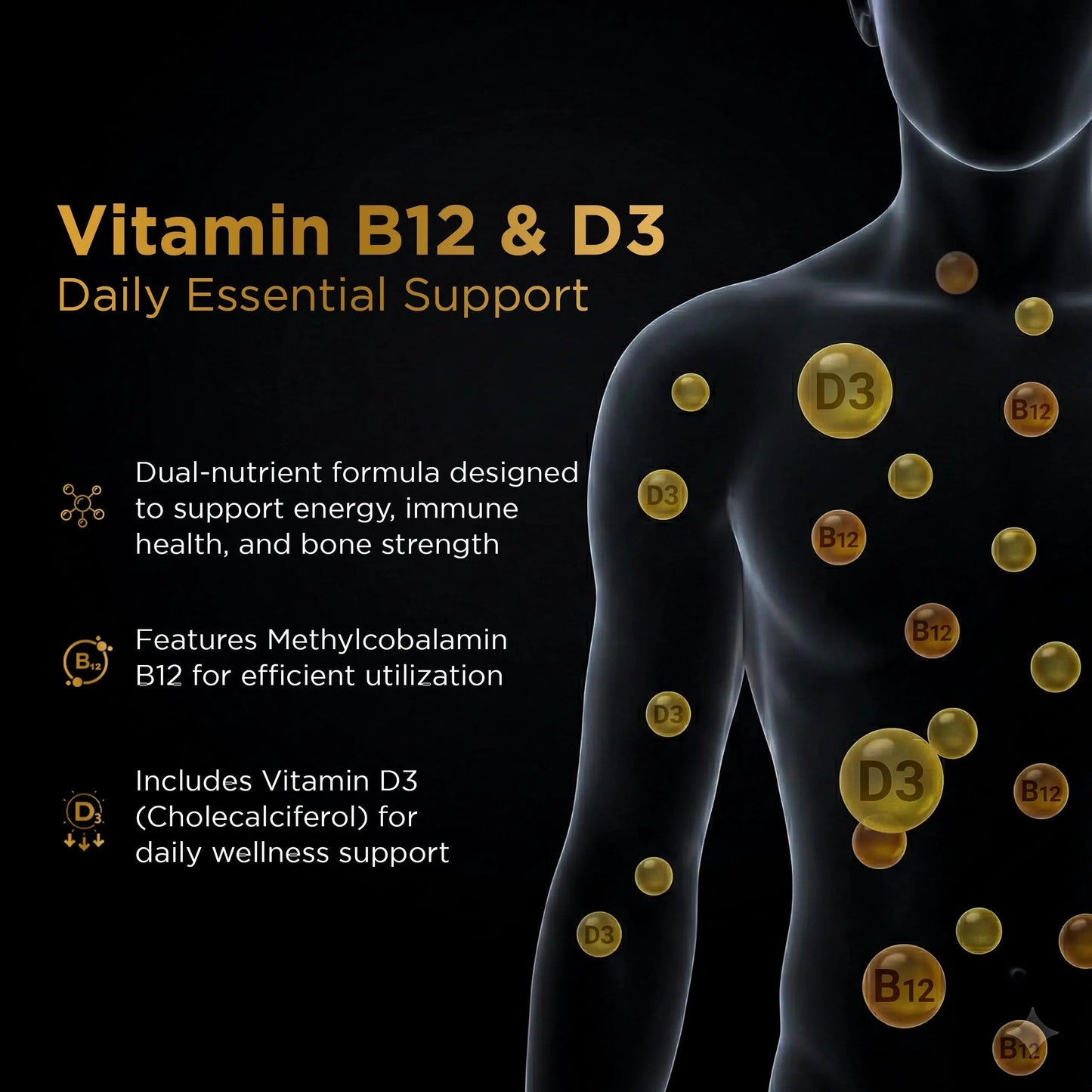 Nutri Apex Vitamin B12 & D3 Sublingual Tablets - 2500 mcg B12 & 125 mcg (5000 IU) D3 - Highly Bioavailable for Energy, Mood & Bone Health - Lab-Tested Nutri ApexBuy Supplements Australia