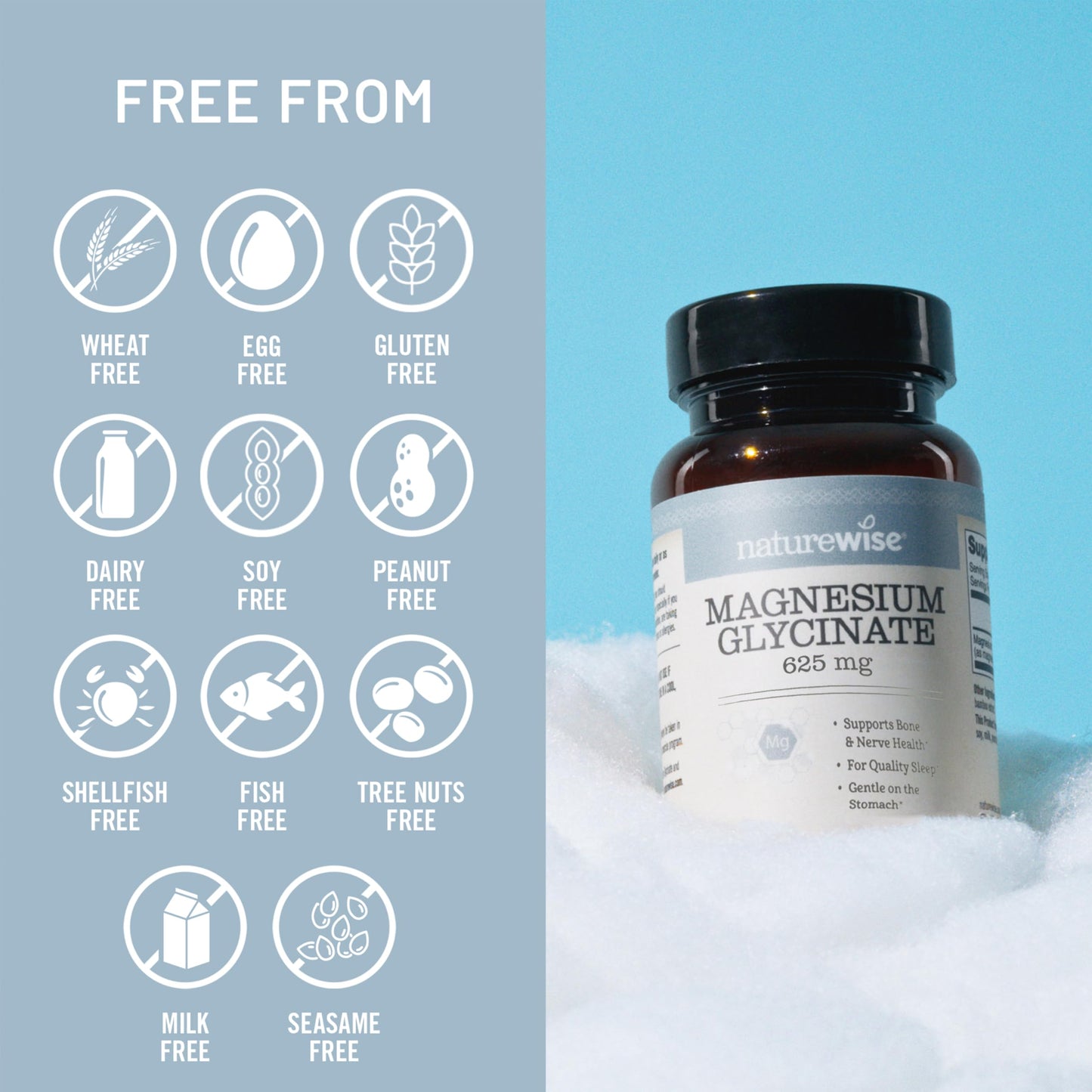 NatureWise Magnesium Glycinate 625 mg - High Absorption Chelated Magnesium Glycinate for Sleep, Relaxation, Muscle & Bones*
