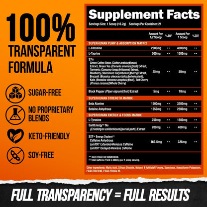ALPHA LION Superhuman Pre Workout Powder, Beta Alanine, L-Taurine & Tri-Source ALPHA LIONBuy Supplements Australia