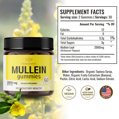 HERBAMAMA Mullein Gummies - Mullein Leaf Dietary Supplement for Respiratory HERBAMAMABuy Supplements Australia