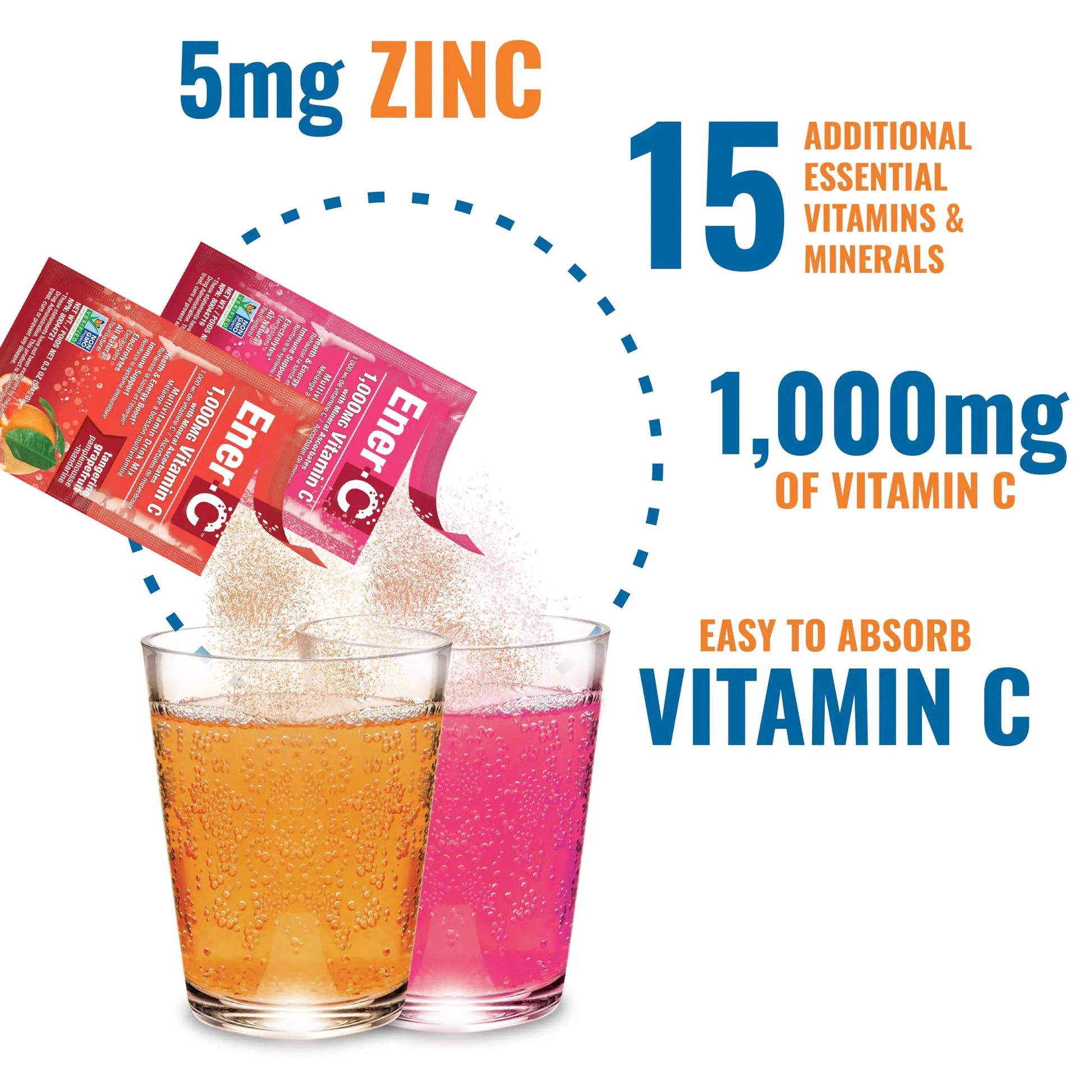 Ener-C Variety Pack Multivitamin Drink Mix Powder Vitamin C 1000mg & Electrolytes with Real Fruit Juice Natural Energy & Immune Support for Women & Men Ener-C