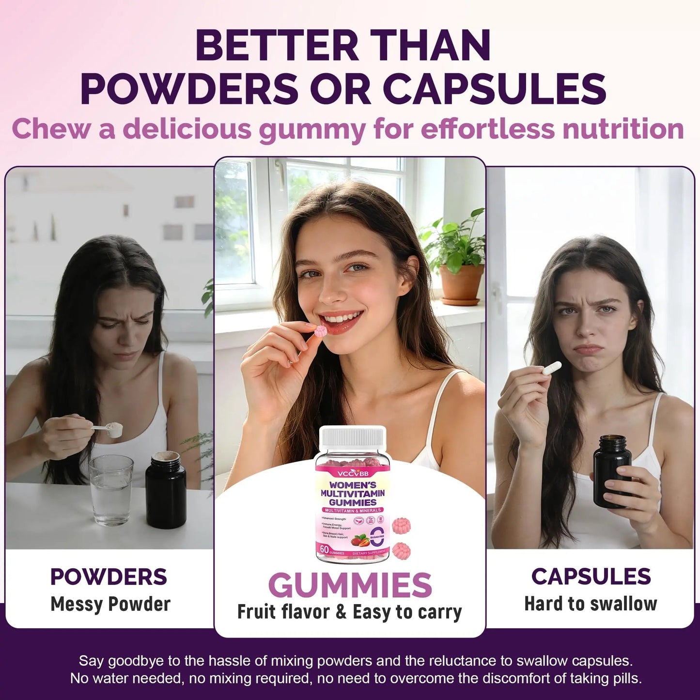 VCCVBB All-in-One Women's Multivitamin Gummies with Complete Vitamin & Mineral Complex, Herbal Blends for Energy, Overall Health VCCVBB