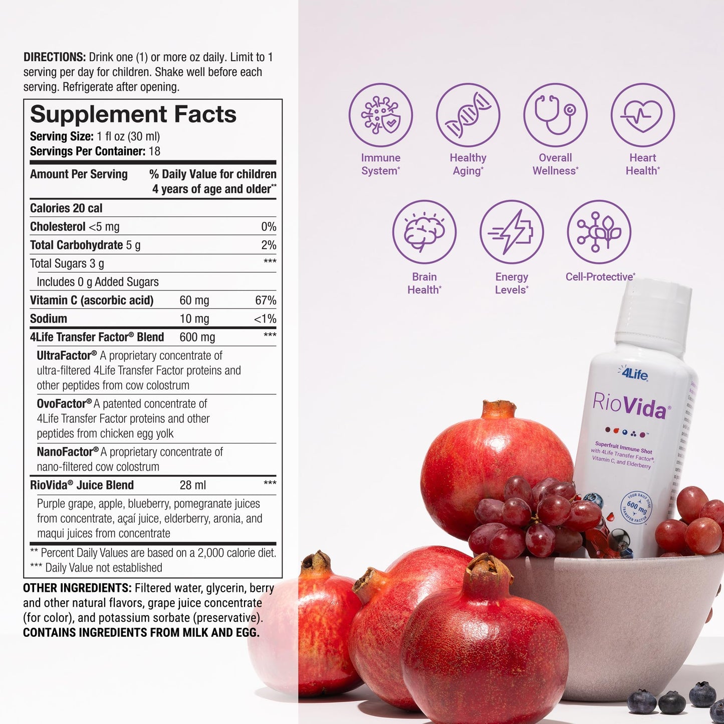 4Life Transfer Factor RioVida Tri-Factor Formula - Liquid Immune and Health Support with Vitamin C, Elderberry, Aronia Berry, Macqui, Blueberry, and Acai - Single Pack 4LifeBuy Supplements Australia