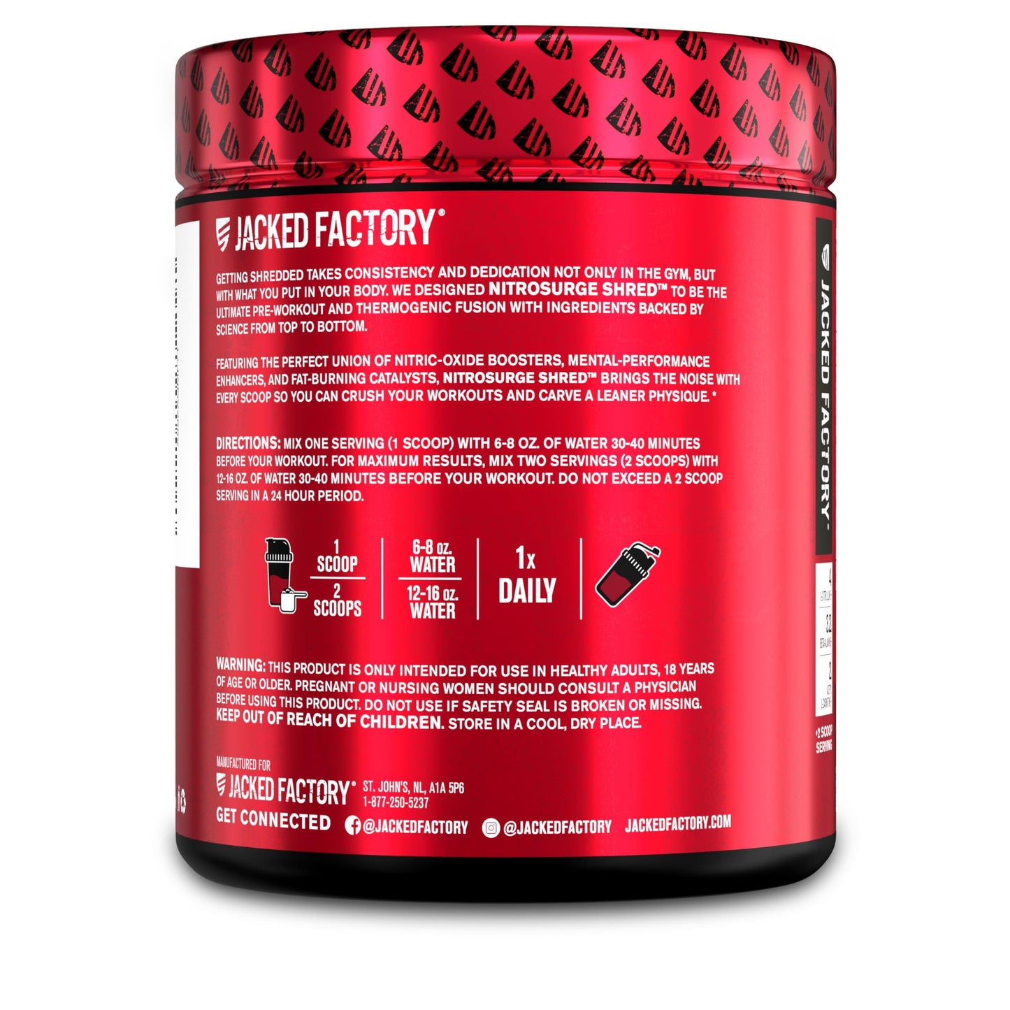 Jacked Factory NITROSURGE Shred Pre Workout Supplement - Energy Booster, Instant Strength Gains, Sharp Focus, Powerful Pumps - Nitric Oxide Booster & PreWorkout Powder