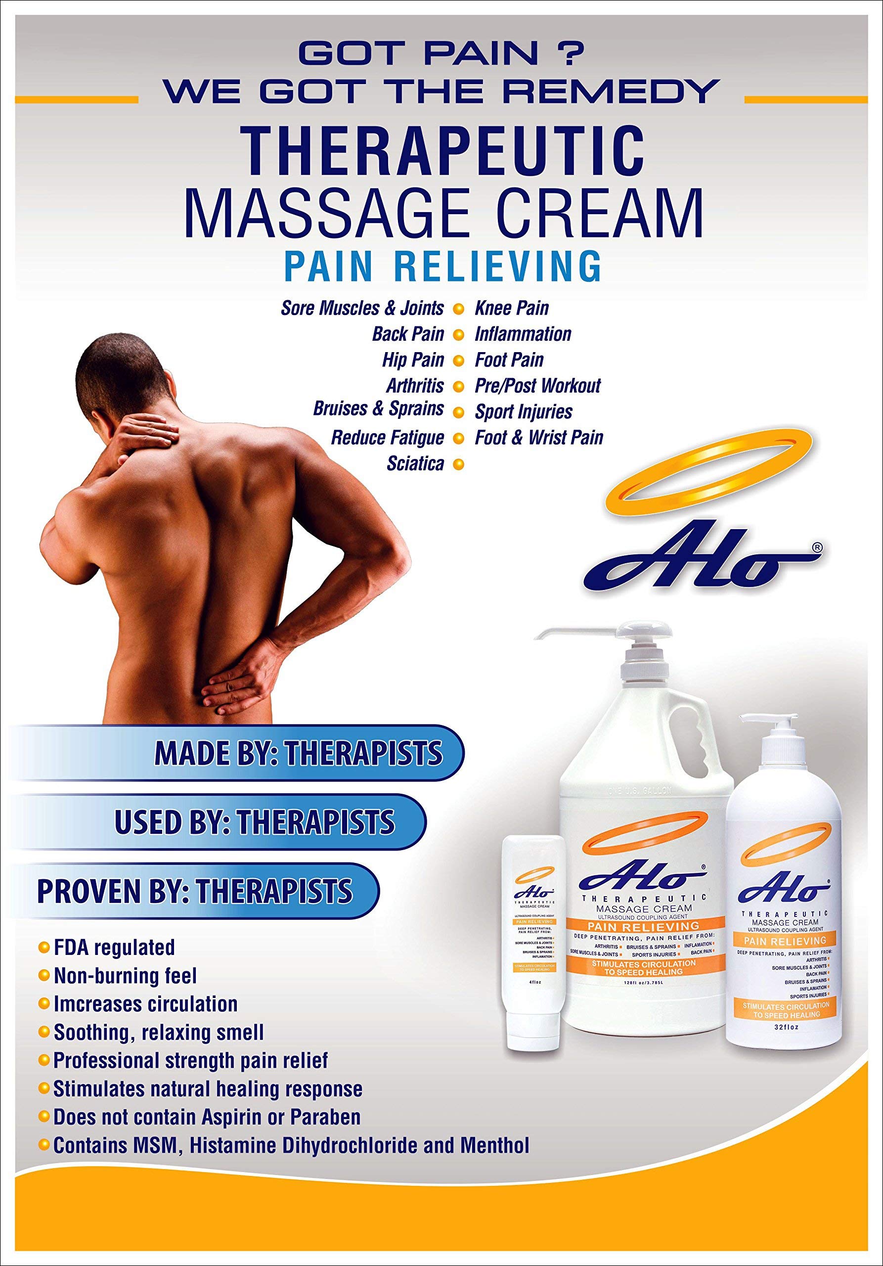 ALO Pain Relief Cream Therapy(32 oz with Pump) for Arthritis, Back Pain, Sciatica, Plantar Fasciitis, Tennis Elbow, Sore Muscles & Joints Inflammation - Working Out Aches, Acute Pain and Chronic Pain ALO Pain Relief CreamBuy Supplements Australia