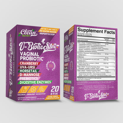 Clean Nutraceuticals Vaginal Probiotics for Women with Cranberry Extract, D-Mannose, Prebiotics, pH Balance for Women, Vaginal Health – Womens Probiotic Alternative to Gummies - 20 Stix Clean NutraceuticalsBuy Supplements Australia