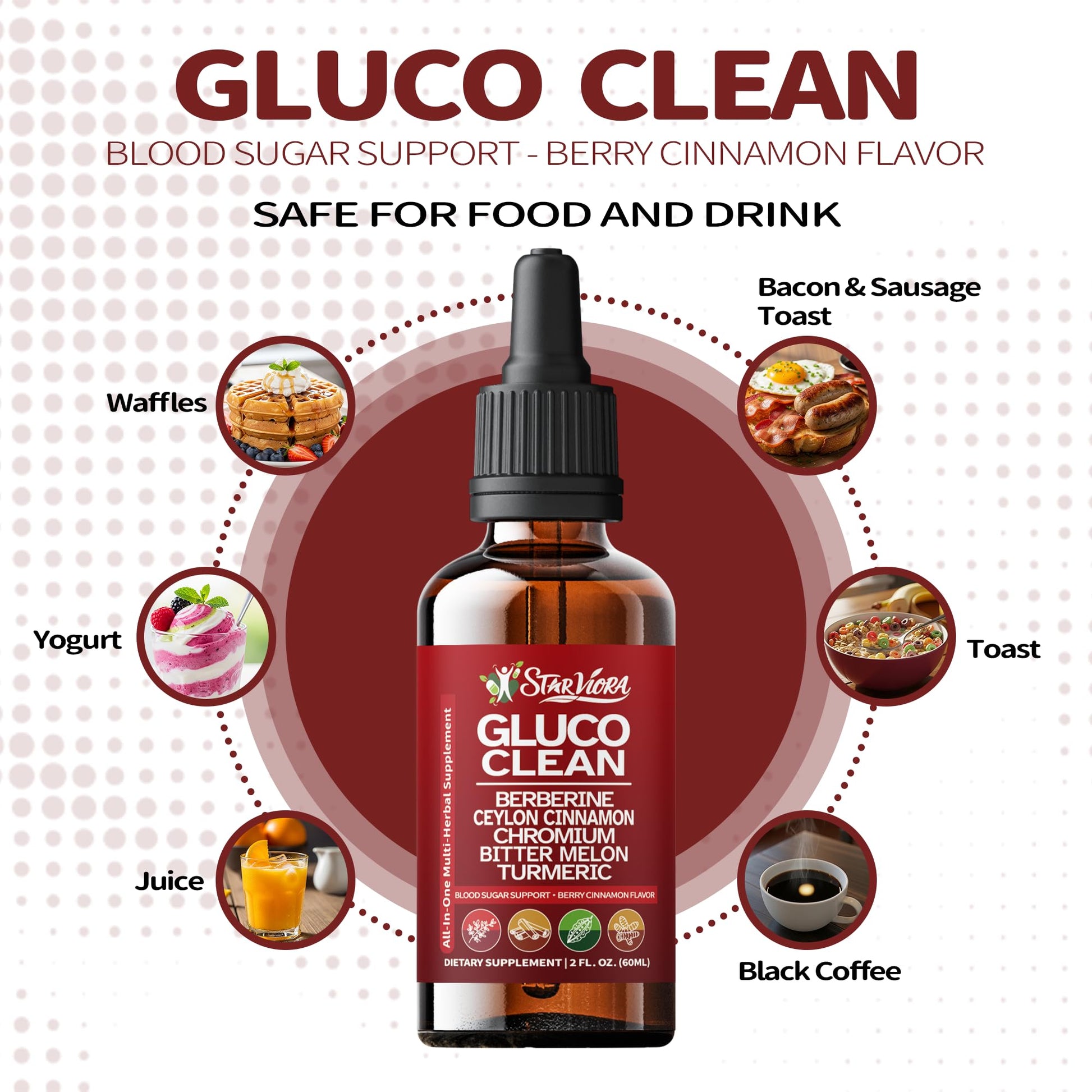 StarViora Gluco Clean Sugar-Free Herbal Blend with Berberine & Chromium, Bitter Melon, Ginseng and Alpha Lipoic Acid for Daily Wellness StarVioraBuy Supplements Australia