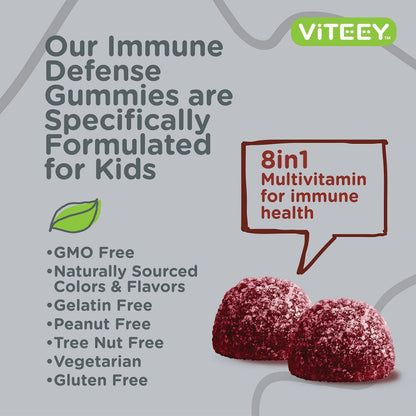 Viteey Kids Multivitamin Gummies with Probiotics - 8-1 Kids Vitamins for Immune Health Support with Vitamin C, D3, B12, B6 Viteey