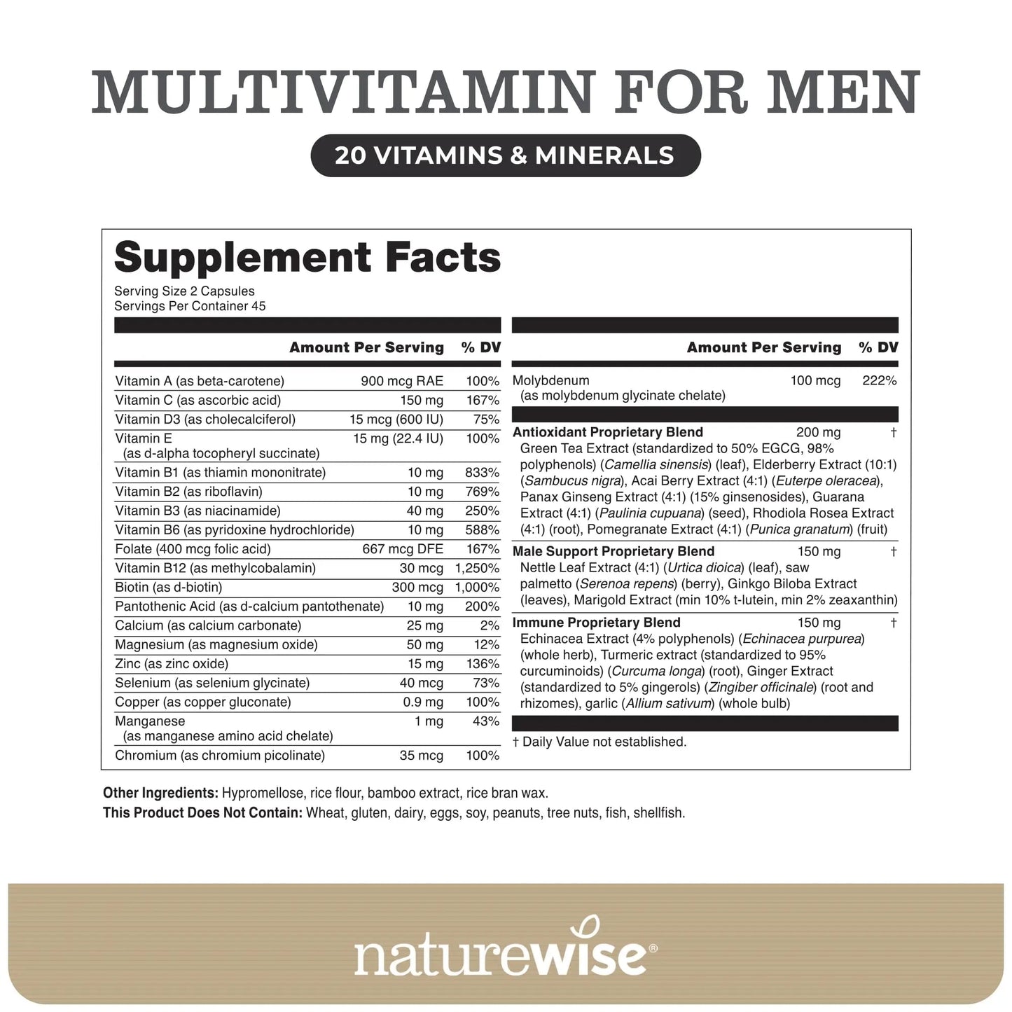 NatureWise [1] Multivitamin for Men - Non-GMO - 90 Capsules[45-Day Supply] + (Pack of 2) Omega 3 Fish Oil 1000mg + Vitamin E - Wild-Caught - 60 Softgels[30-Day Supply] NatureWiseBuy Supplements Australia