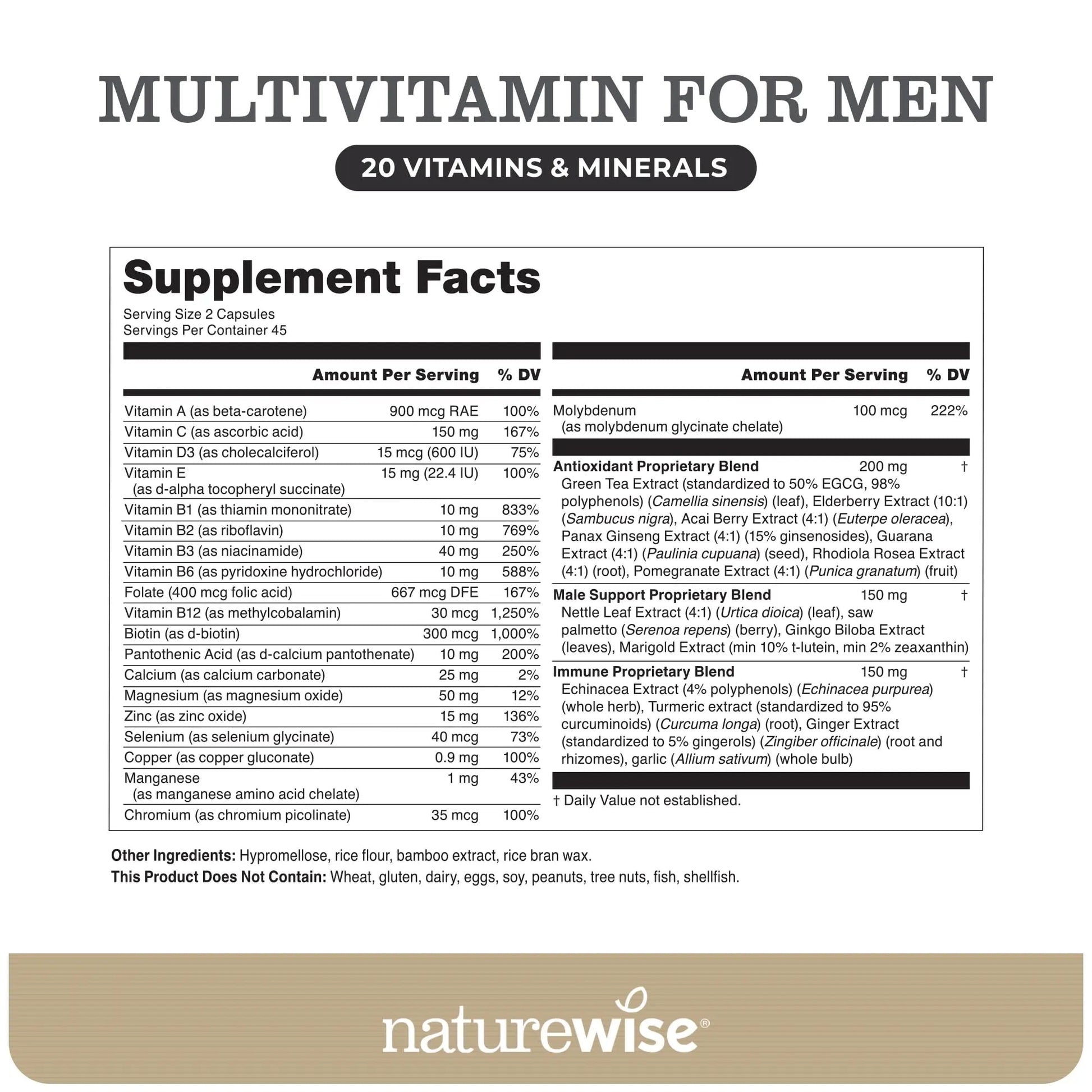 NatureWise [1] Multivitamin for Men - Non-GMO - 90 Capsules[45-Day Supply] + (Pack of 2) Omega 3 Fish Oil 1000mg + Vitamin E - Wild-Caught - 60 Softgels[30-Day Supply] NatureWiseBuy Supplements Australia