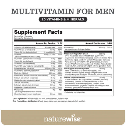 NatureWise [1] Multivitamin for Men - Non-GMO - 90 Capsules[45-Day Supply] + [1] Magnesium Glycinate 625mg - Chelated Magnesium - 30 Capsules[30-Day Supply] NatureWiseBuy Supplements Australia