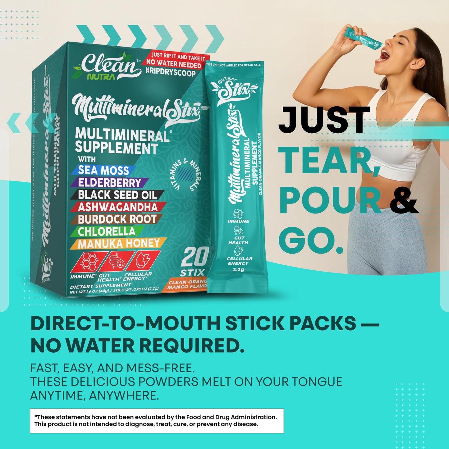 Sea Moss Powder Elderberry Ashwagandha Chlorella Manuka Honey VitaminD3 Vitamin C Zinc Spirulina Iodine Greens Detox Immune Support Sugar Free Hydration Powder Drink Mix – 20 Sticks Clean NutraceuticalsBuy Supplements Australia