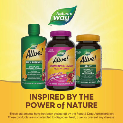 Nature's Way Alive! Women's Daily Gummy Multivitamins, 16 Vitamins & Minerals, Energy Metabolism*, Hair Skin & Nails Nature's WayBuy Supplements Australia