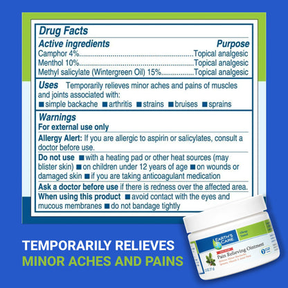 Earth's Care Pain Relieving Ointment - Triple Action Muscle and Joint Pain Relief Cream - Topical Analgesic 2.5 oz (3 Jars) Earth's CareBuy Supplements Australia
