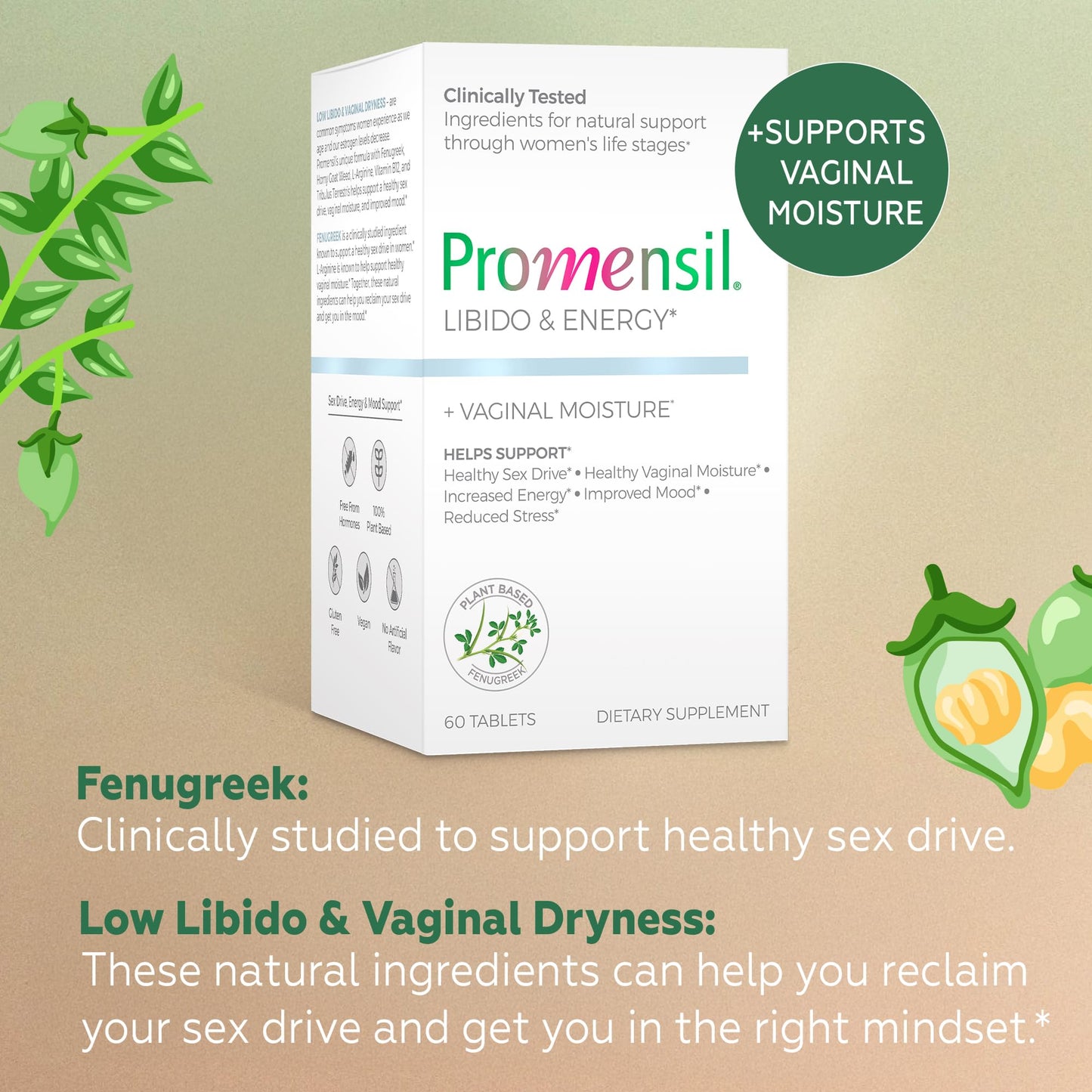 Promensil Libido & Energy - Libido Booster for Women, Sexual Health Support for Women with Low Estrogen, Fenugreek, Horny Goat Weed & Vitamins for Menopause, Clinically Proven - 30 Day Supply PromensilBuy Supplements Australia