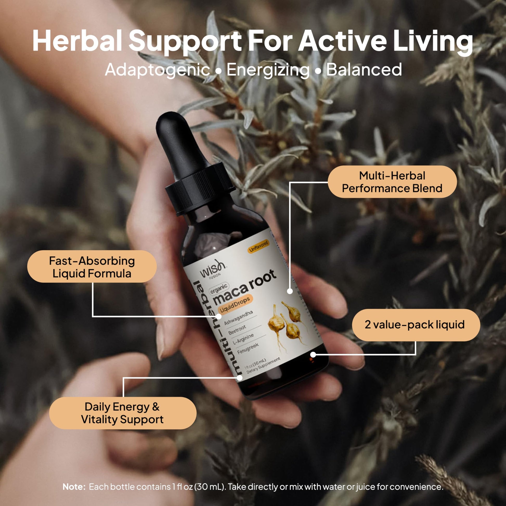 Wish Fusion Maca Root Liquid Drops 2 Pack Organic Maca Root Drops for Energy Support Hormone Balance, Mood Maca Root, Ashwagandha & Tongkat Ali Blend, Liquid Maca Root Extract Fenugreek & Beetroot Wish FusionBuy Supplements Australia