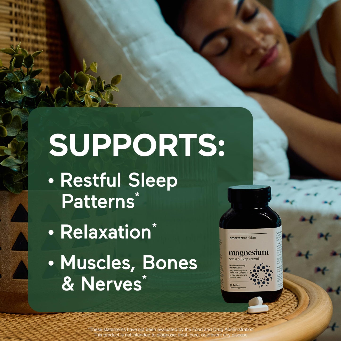 Smarter Nutrition Magnesium Complex - Chelated Magnesium Glycinate with Citrate, Malate and L-Theanine for Sleep, Muscle Relaxation and Stress Support