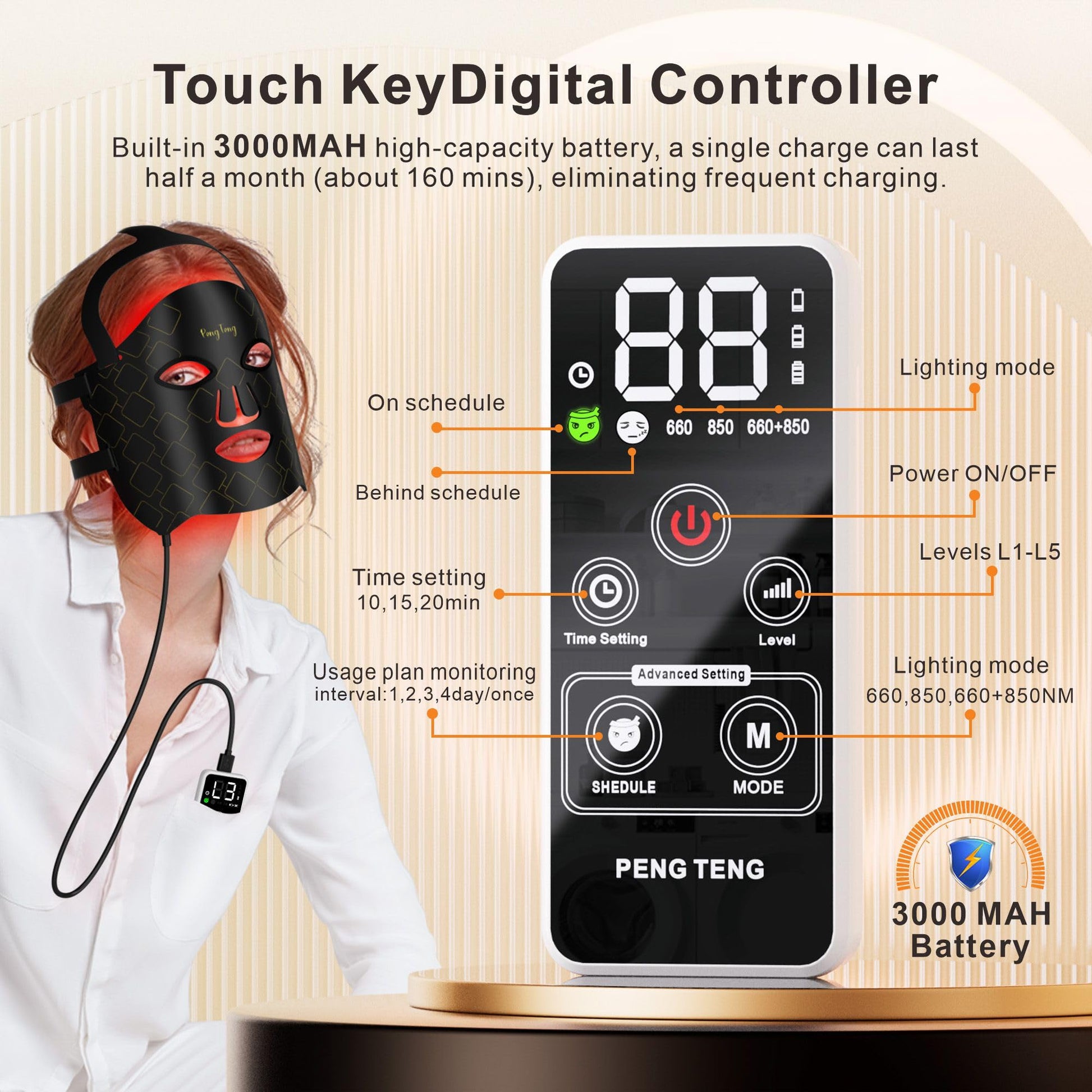 Peng Teng Red Light Therapy for Face, 660NM and 850NM,Innovative use of Monitoring,red Light Therapy Masks PengTengBuy Supplements Australia
