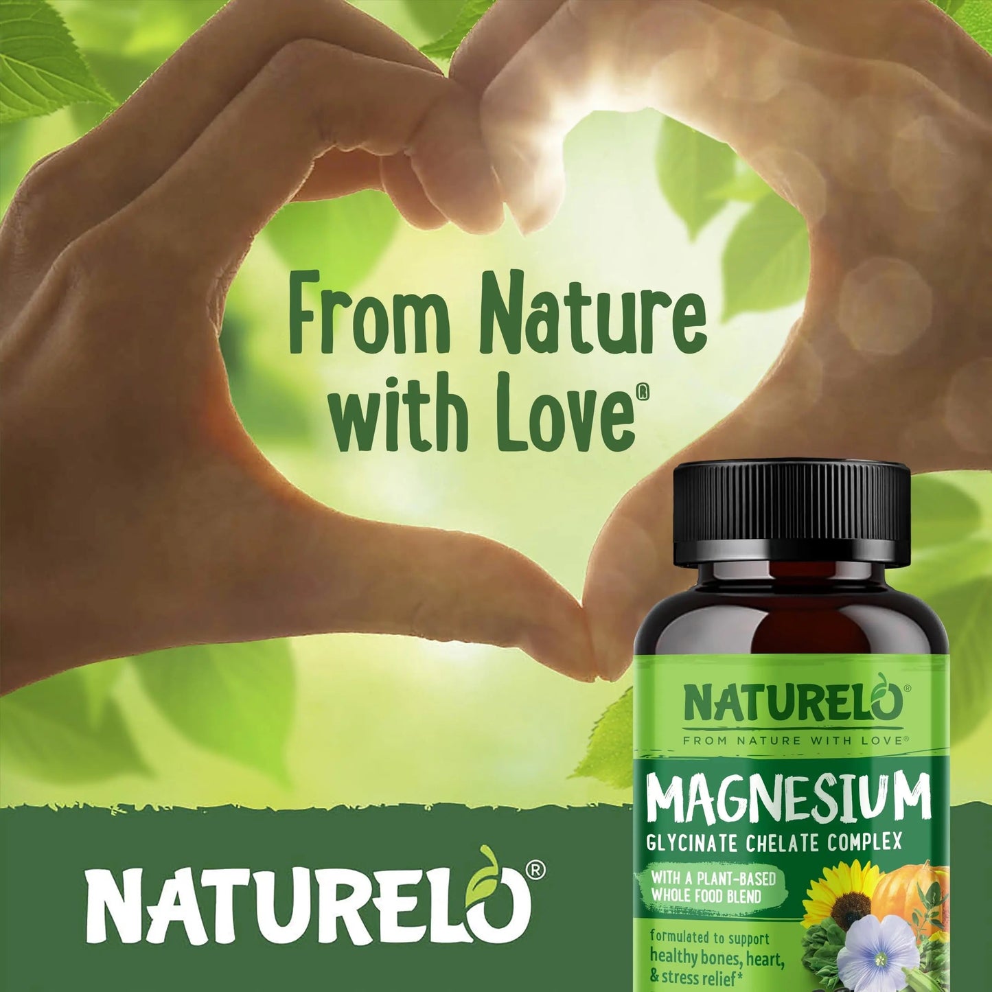 NATURELO One Daily Multivitamin for Men with Vitamins, Minerals & Organic Whole Foods - 60 Capsules and Magnesium Glycinate Chelate Complex NATURELO