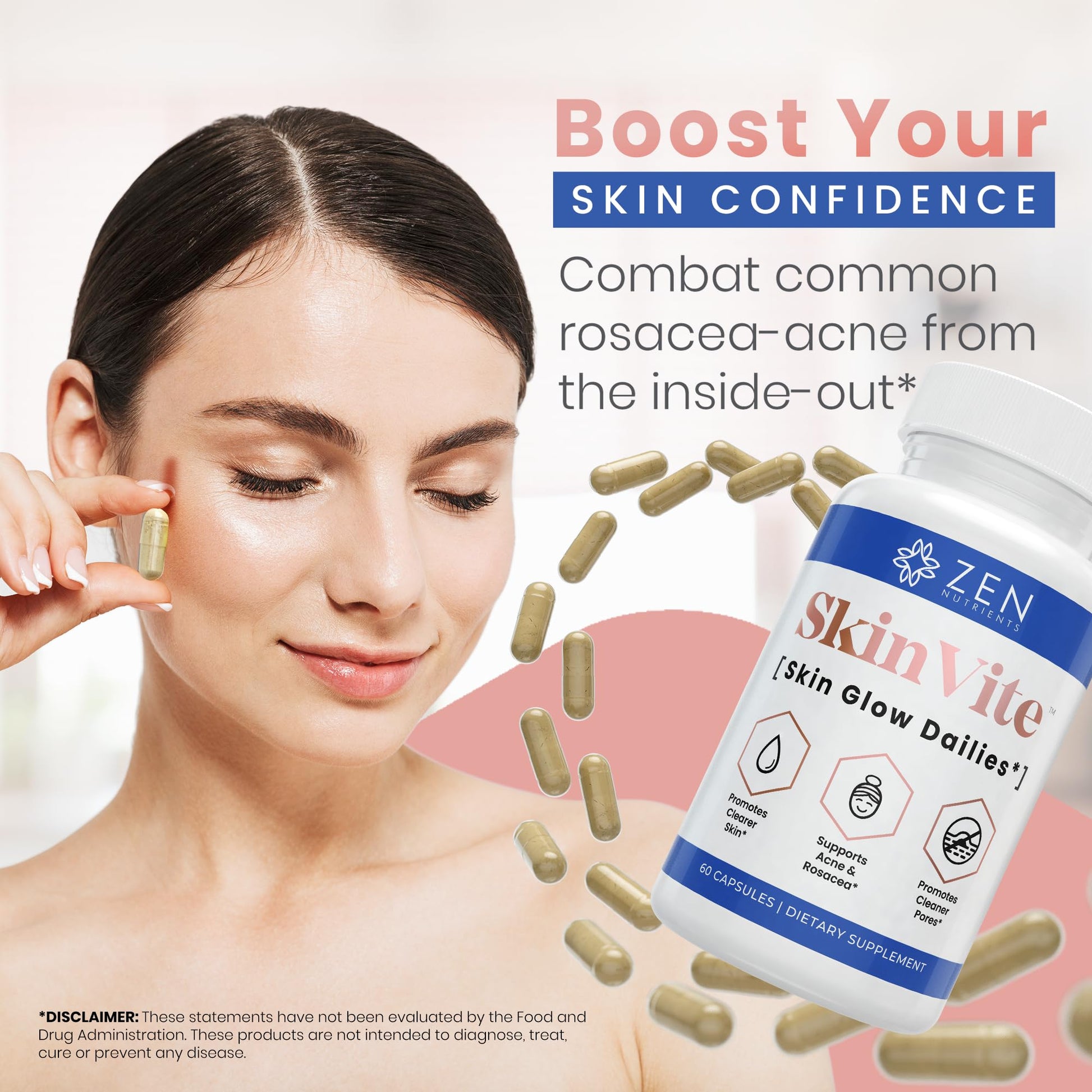 Zen Nutrients SkinVite Natural Skin Supplement for Women, Men & Teens - Hormonal Breakouts & Clear Skin Support Supplement - Detoxifying Vitamin for Acne and Digestion Support Zen NutrientsBuy Supplements Australia