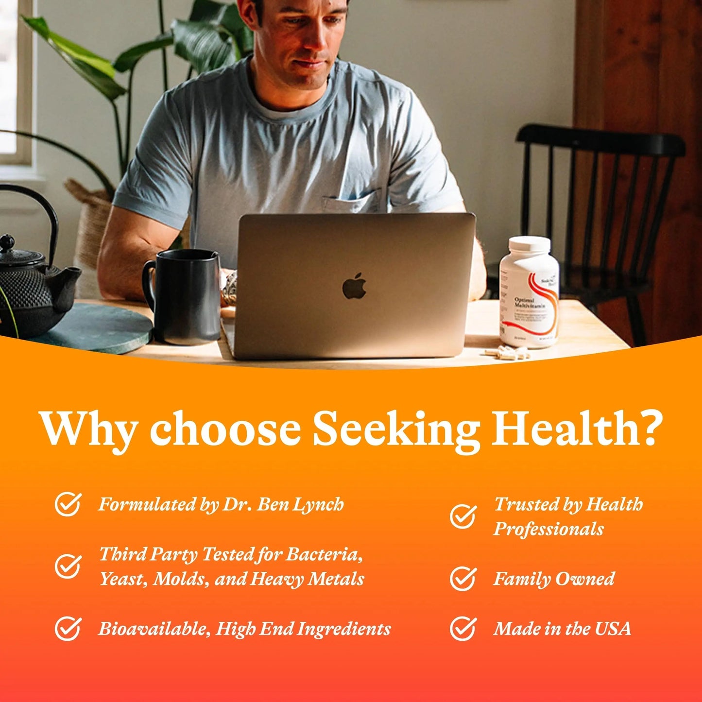 Seeking Health Optimal Multivitamin, Active B Vitamins and L-5-MTHF, Riboflavin, B6, Bioavailable Folate and B12, CoQ10 Seeking Health
