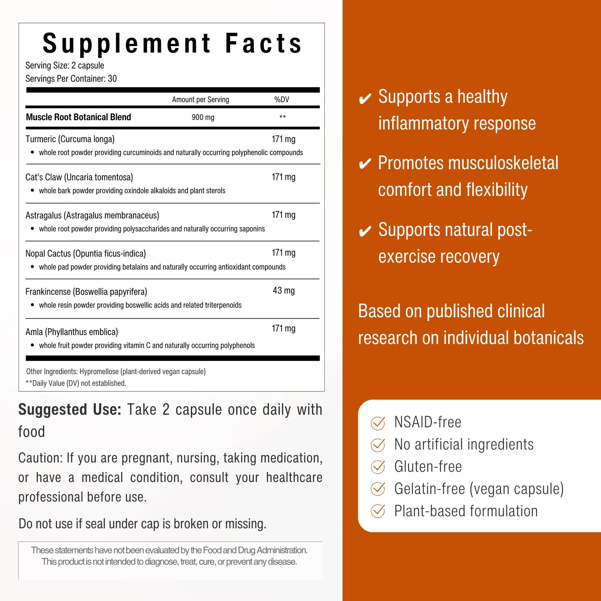 Muscle & Joint Support Supplement – Botanical Formula for Healthy Inflammatory Response | 6 Research-Backed Botanicals | Organic Turmeric | 60 Capsules | Sana Herbal Sana Herbal SciencesBuy Supplements Australia