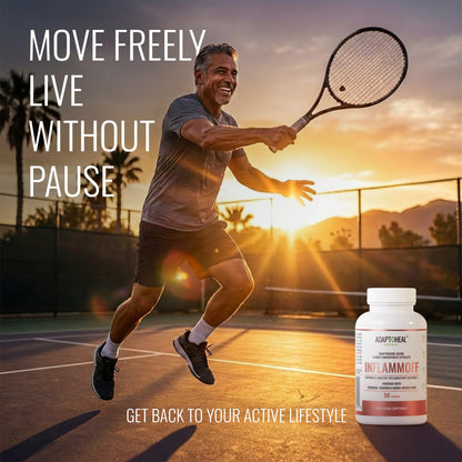 ADAPTOHEAL Inflammoff - Adaptogenic Supplement Designed to Support Joint, Muscle and Tissue Inflammation Naturally, 8 Highly Concentrated extracts with Turmeric and Rhodiola rosea (90 Capsules) ADAPTOHEALBuy Supplements Australia