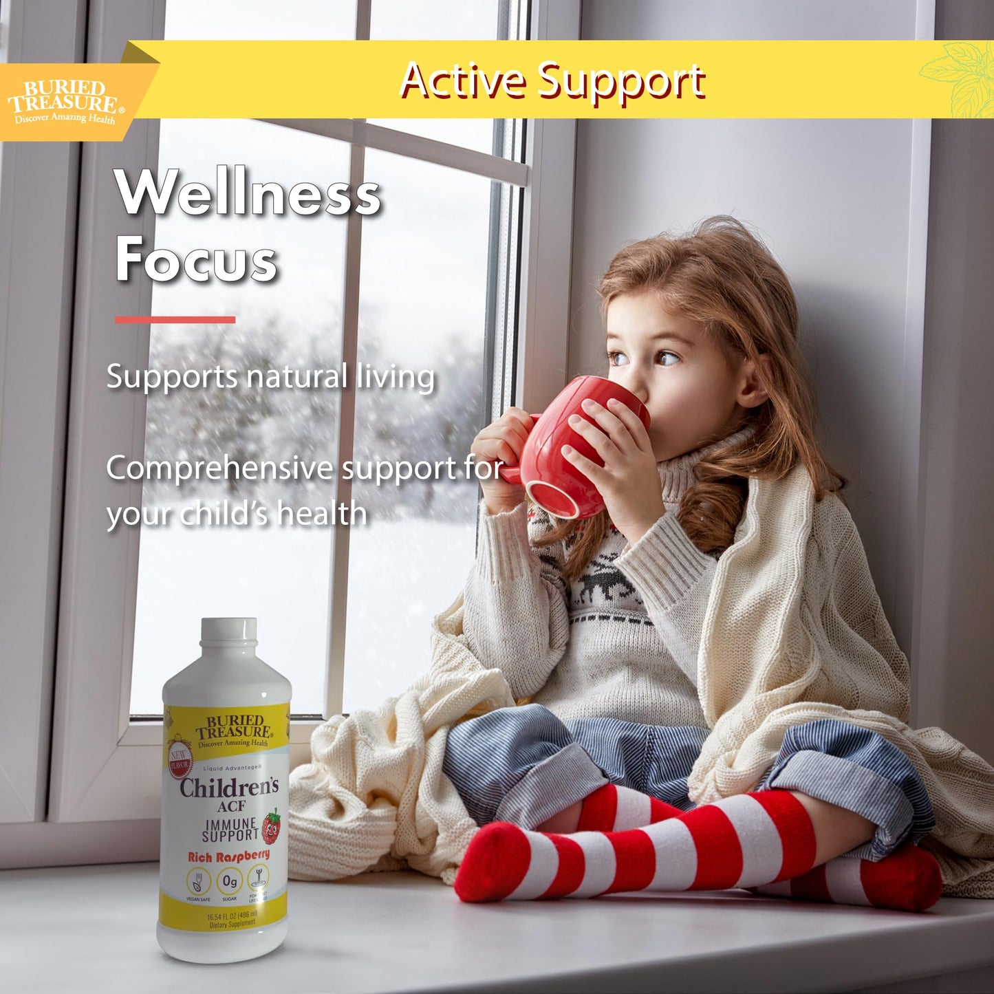 Buried Treasure Children’s ACF Liquid Immune Support for Kids – Elderberry, Echinacea & Botanicals – Raspberry Flavor – 16 oz – Sugar Free Buried TreasureBuy Supplements Australia