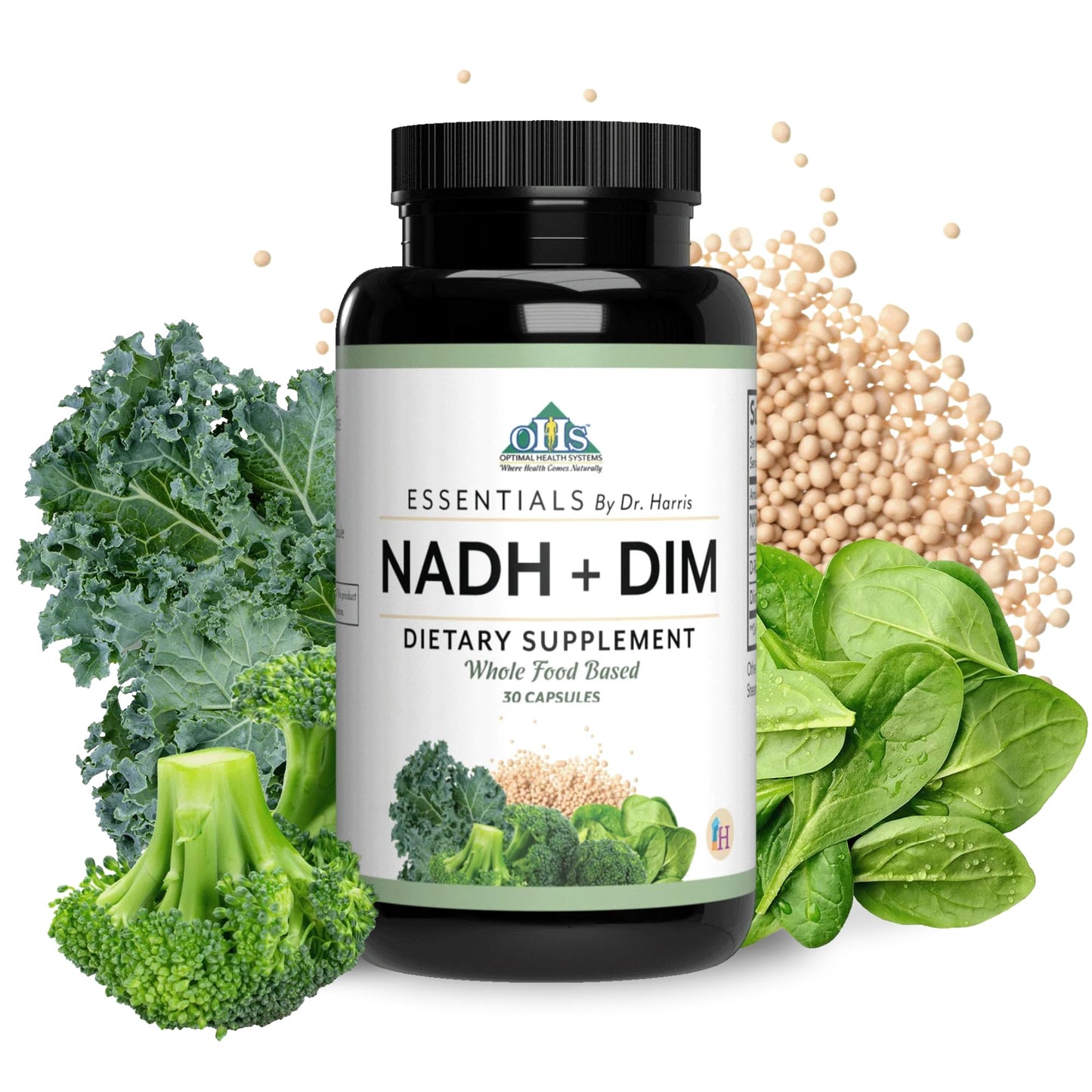Optimal Health Systems NADH + DIM | Dr. Harris Essentials | Energy + Neurotransmitter Support | Plant-Based | Mental Clarity, Concentration, & Memory Supplement | 30 Capsules Optimal Health SystemsBuy Supplements Australia