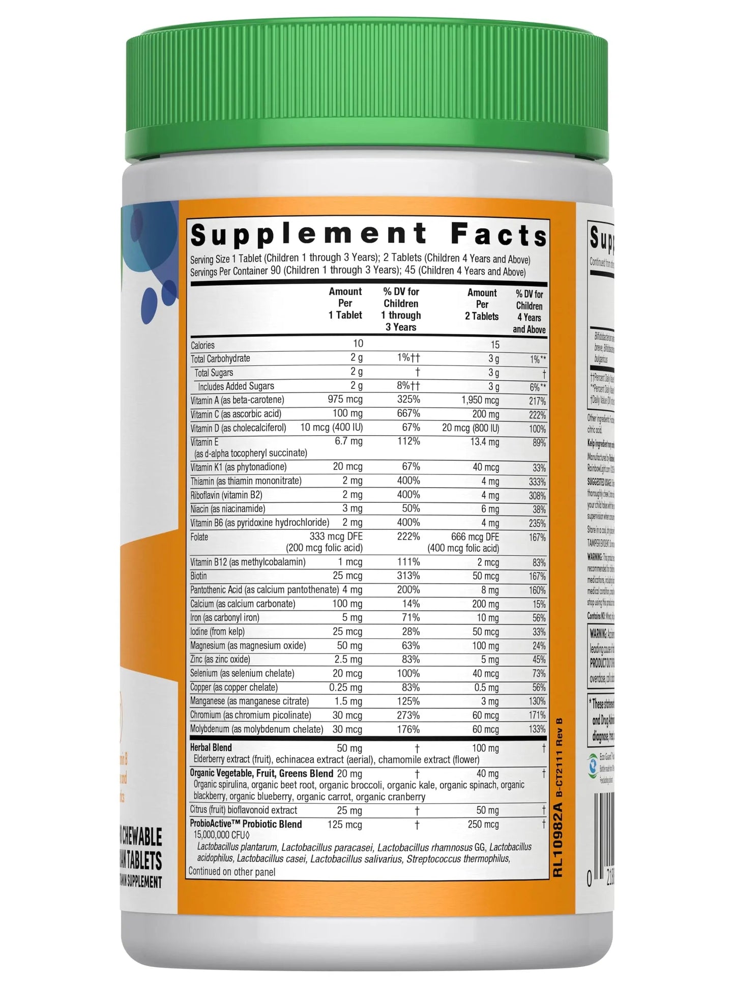Rainbow Light Kids One Multivitamin Tablets, Provides Healthy Growth and Immune Support, with Vitamin C, Zinc, & B Complex Rainbow LightBuy Supplements Australia