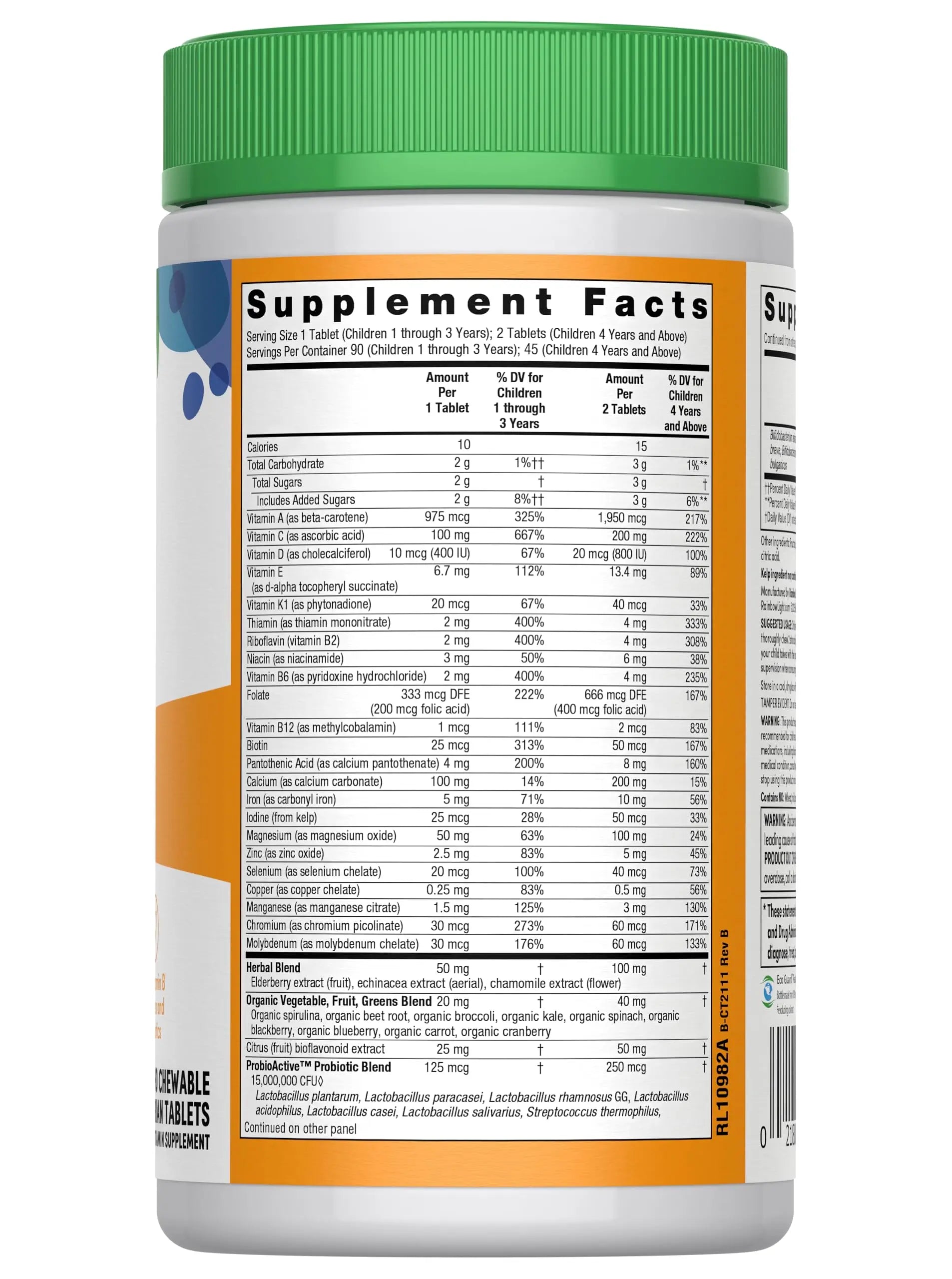 Rainbow Light Kids One Multivitamin Tablets, Provides Healthy Growth and Immune Support, with Vitamin C, Zinc, & B Complex Rainbow LightBuy Supplements Australia