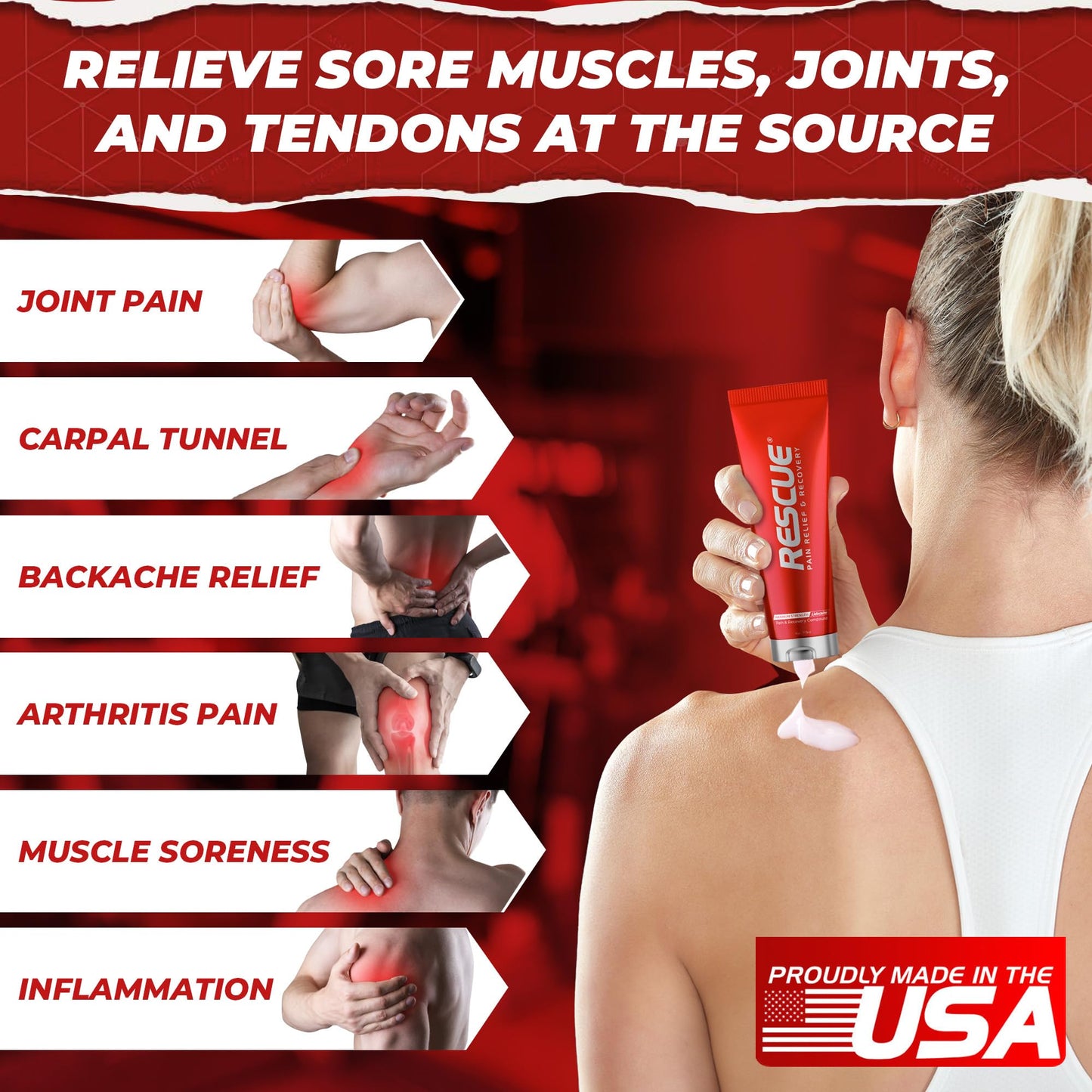 RESCUE PAIN RELIEF & RECOVERY Cream - All-in-One Solution for Back, Neck, Knee, Hand, Foot, and Shoulder Pain - Combines Power of Key Ingredients from Leading Pain Relief CreamProducts - 4 Ounces RESCUE PAIN RELIEF & RECOVERYBuy Supplements Australia