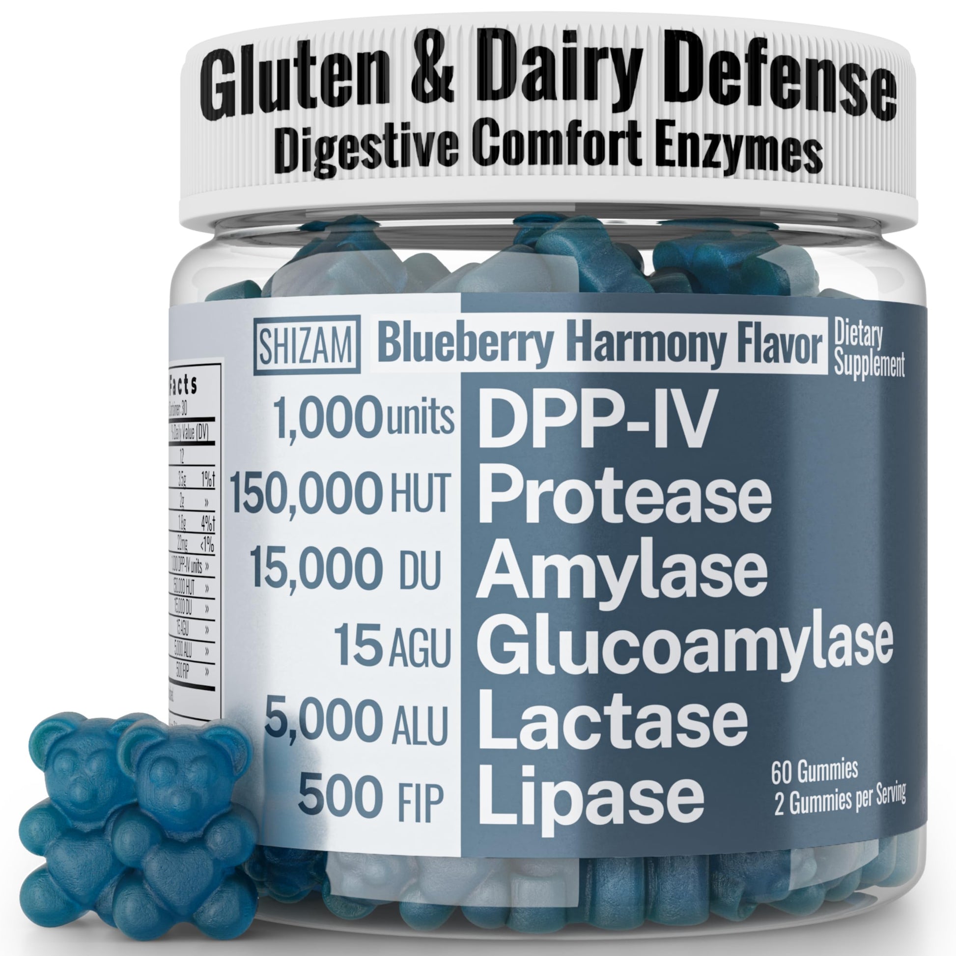 Gluten & Lactase Digestive Enzyme Gummies – Lactase Pancreatic Enzymes with DPP‑IV Lipase Gluco‑Amylase Lactase, Drops Chewables Capsules Pills Powder Supplement Alt, Pancreatic Support, for Kids SHIZAMBuy Supplements Australia