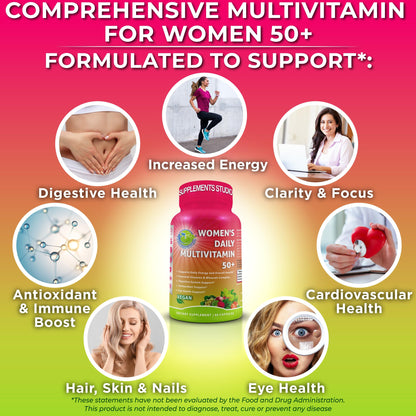 Women's Daily Multivitamin 50 Plus - Vegan Methylated Multivitamin for Women 50 and Over with Biotin, Organic Superfoods & Lutein SUPPLEMENTS STUDIOBuy Supplements Australia
