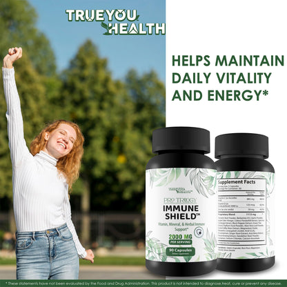 Pro Trilogy Immune Shield - Our Best Immune Support Supplement - Immune Support Capsules - Immune Boost Pills - Our Best Immune Pills Nature Vitamin D Zinc C Best Immune Support Vitamins True You HealthBuy Supplements Australia