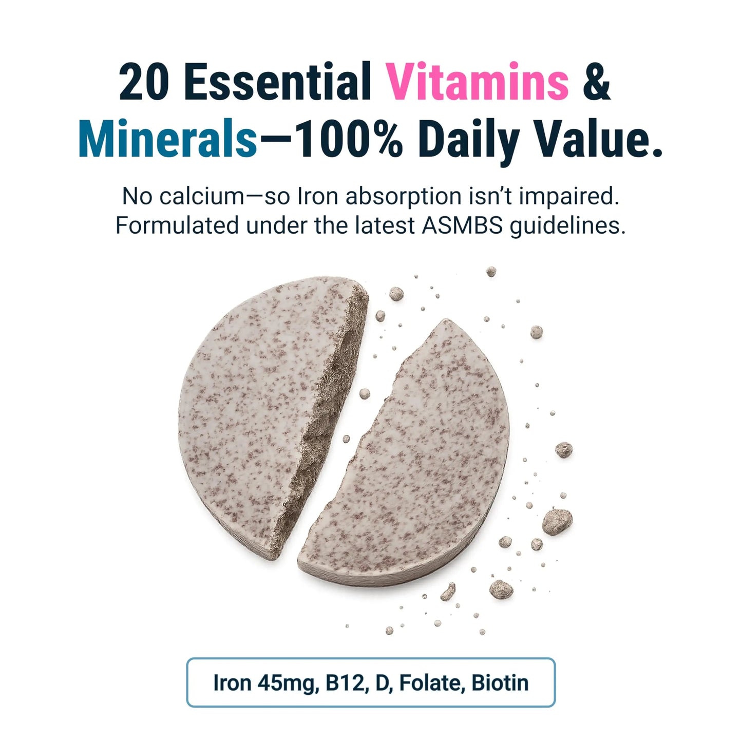BariatricPal Multivitamin ONE 1 per Day! Bariatric Multivitamin Chewable with 45 mg of Iron | Orange Citrus | Vitamin for Bariatric Surgery Patients BariatricPal