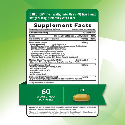 Nature's Truth Brain Up Softgels | 60 Count | with L-Theanine, Bacopa, B-12 & MCT | Non-GMO and Gluten Free Supplement Nature's TruthBuy Supplements Australia
