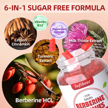 softbear Berberine with Ceylon Cinnamon Gummies-99% Purity Berberine HCL Supplements softbearBuy Supplements Australia