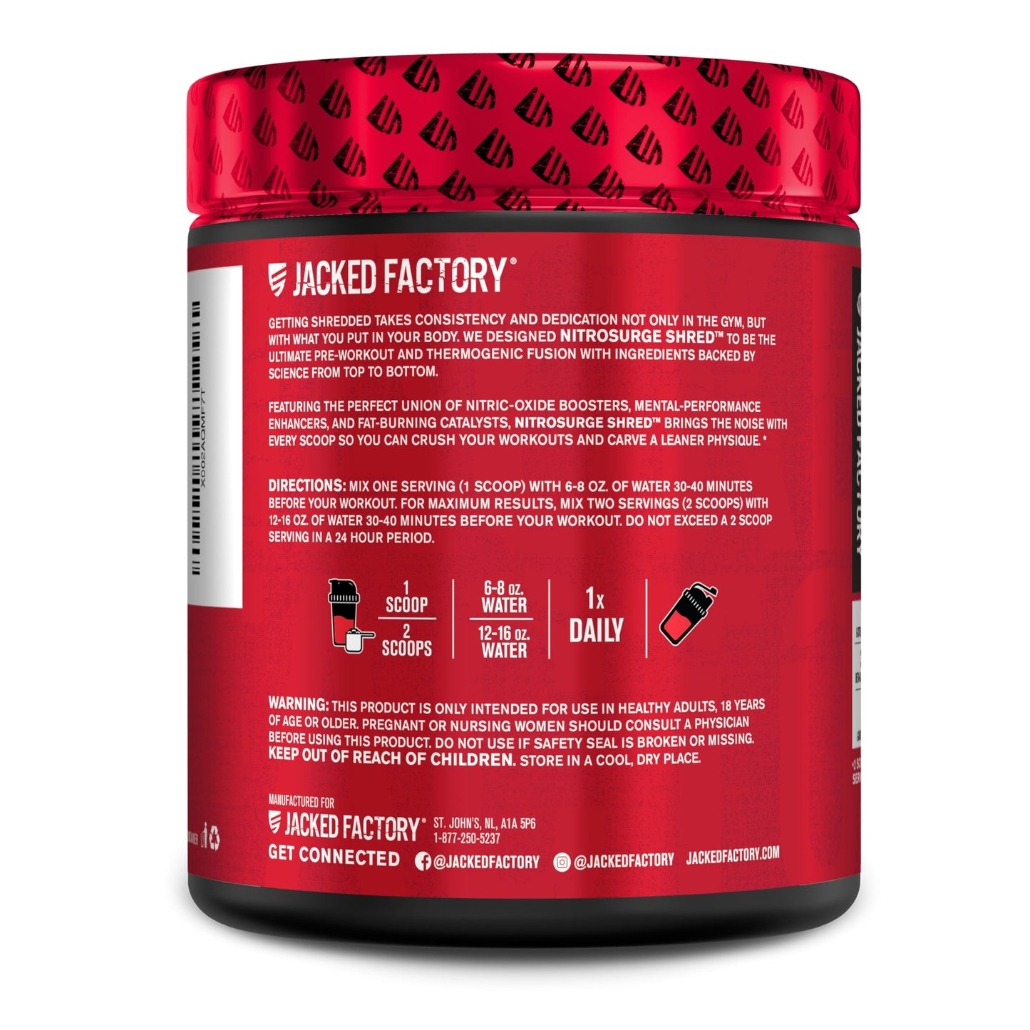 Jacked Factory NITROSURGE Shred Pre Workout Supplement - Energy Booster, Instant Strength Gains, Sharp Focus, Powerful Pumps - Nitric Oxide Booster & PreWorkout Powder - 30Sv, Fruit Punch