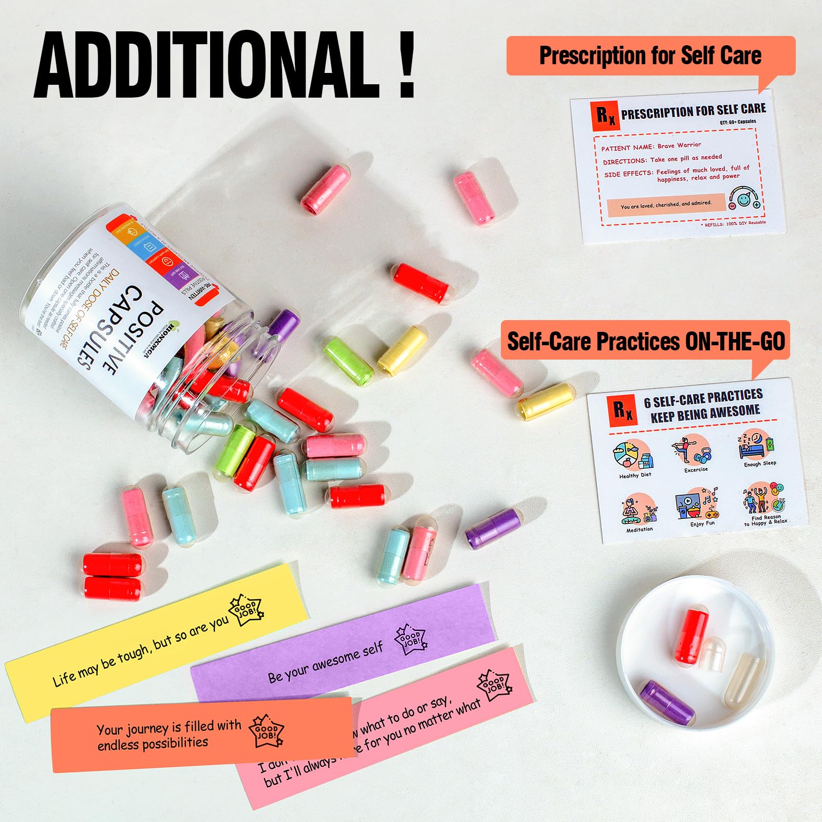 HIONXMGA Positive Messages in a Bottle (60+ Positive Affirmations),Self Care Gifts for Women Men HIONXMGABuy Supplements Australia