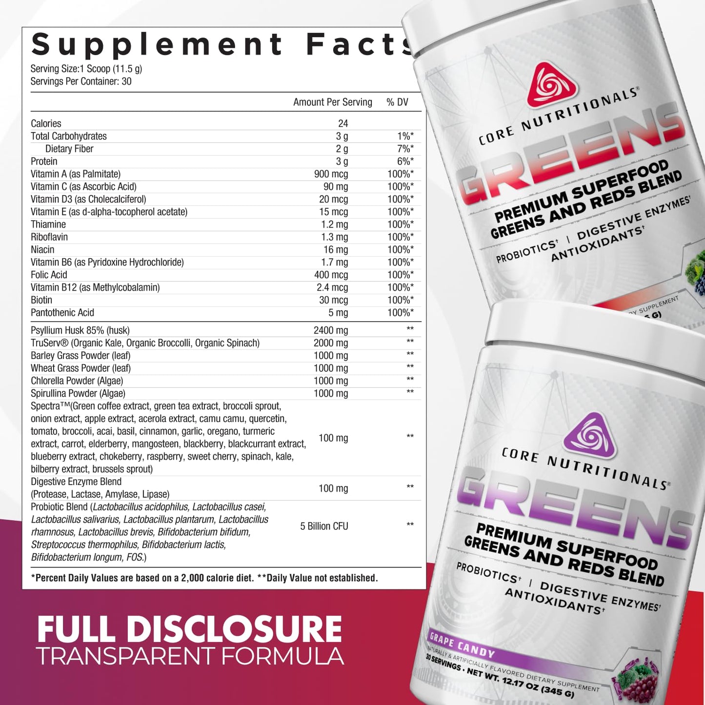 Core Nutritionals Greens | Premium Superfood Reds & Greens Blend | 5 Billion CFU Probiotics, Digestive Enzymes, & Antioxidants | 30 Servings (Berry Bliss) Core NutritionalsBuy Supplements Australia