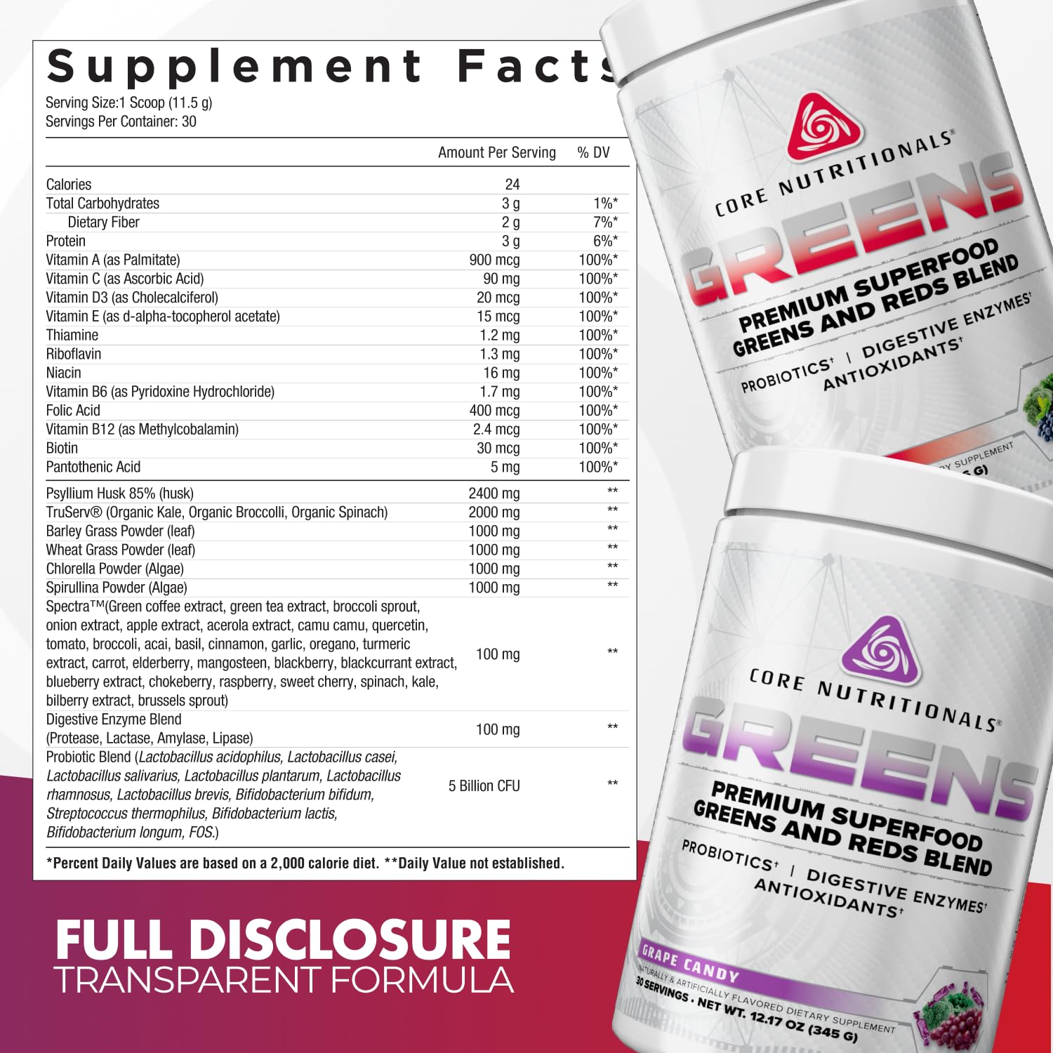 Core Nutritionals Greens | Premium Superfood Reds & Greens Blend | 5 Billion CFU Probiotics, Digestive Enzymes, & Antioxidants | 30 Servings (Berry Bliss) Core NutritionalsBuy Supplements Australia
