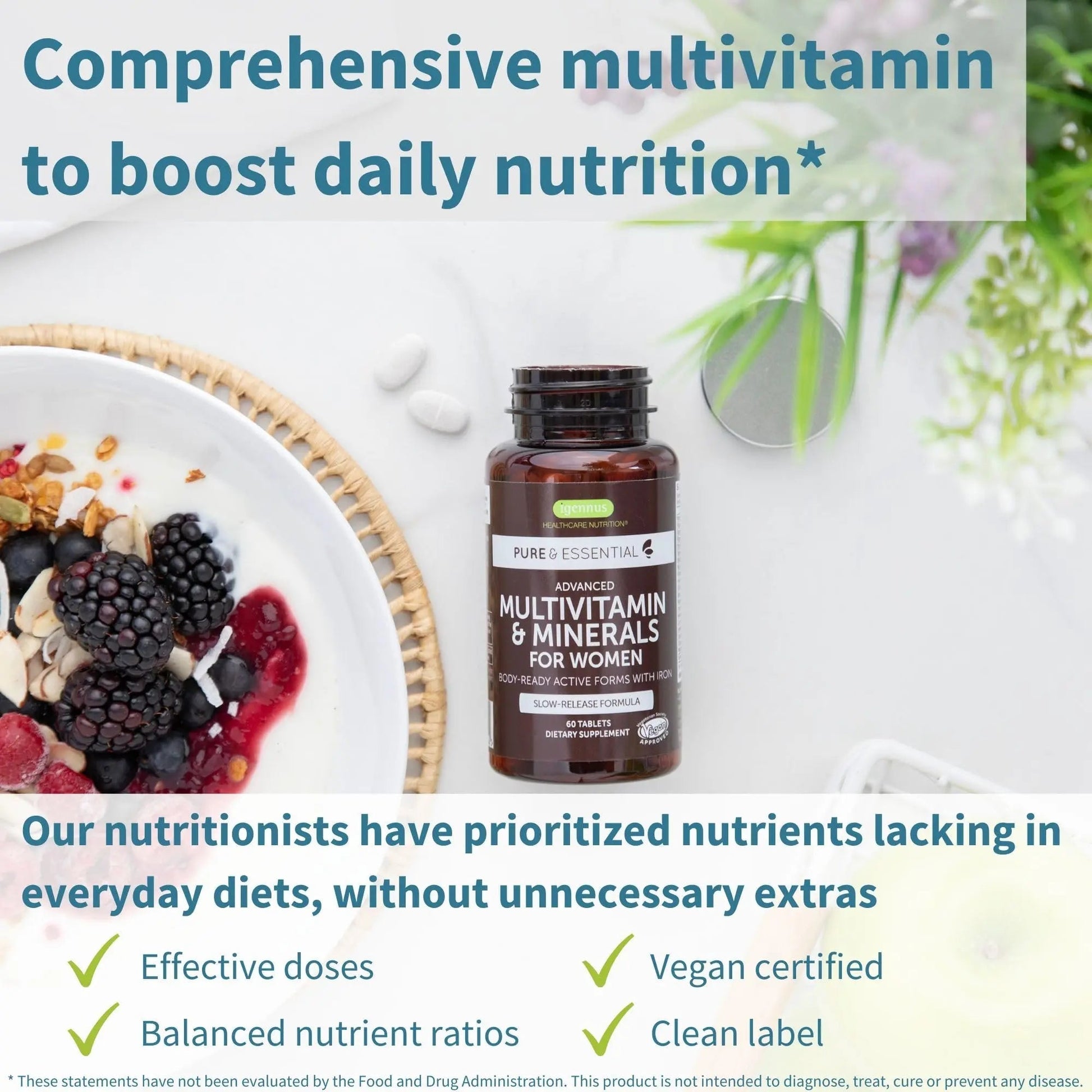 Multivitamin & Minerals for Women + Advanced Kids Multivitamin Gummy Vegan Bundle, with Methylated B-Vitamins, Vitamin A, C, D3 & E Igennus Healthcare Nutrition